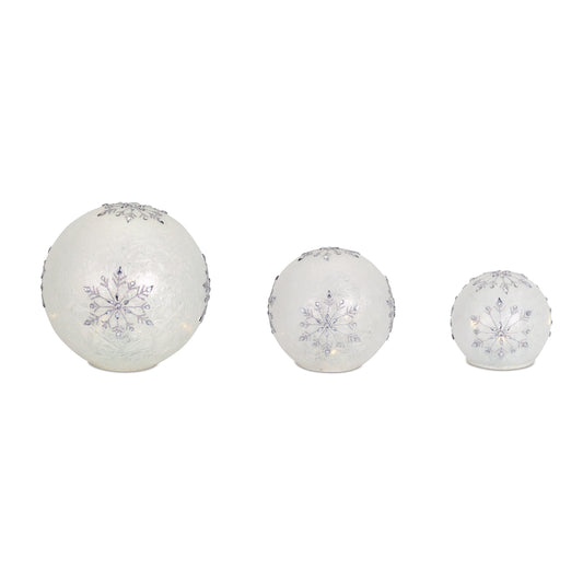 LED Frosted Snowflake Jewel Globe (Set of 3)