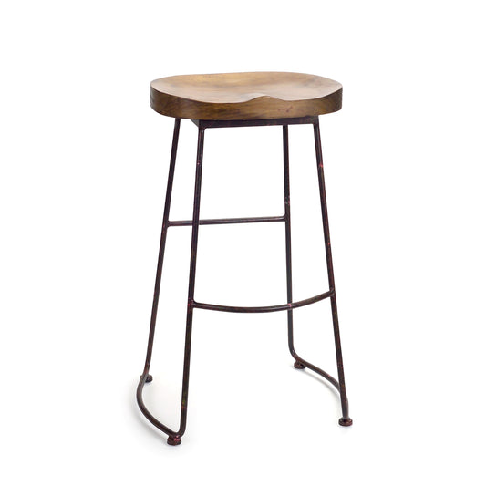 Industrial Wood Bucket Seat Stool 30"H