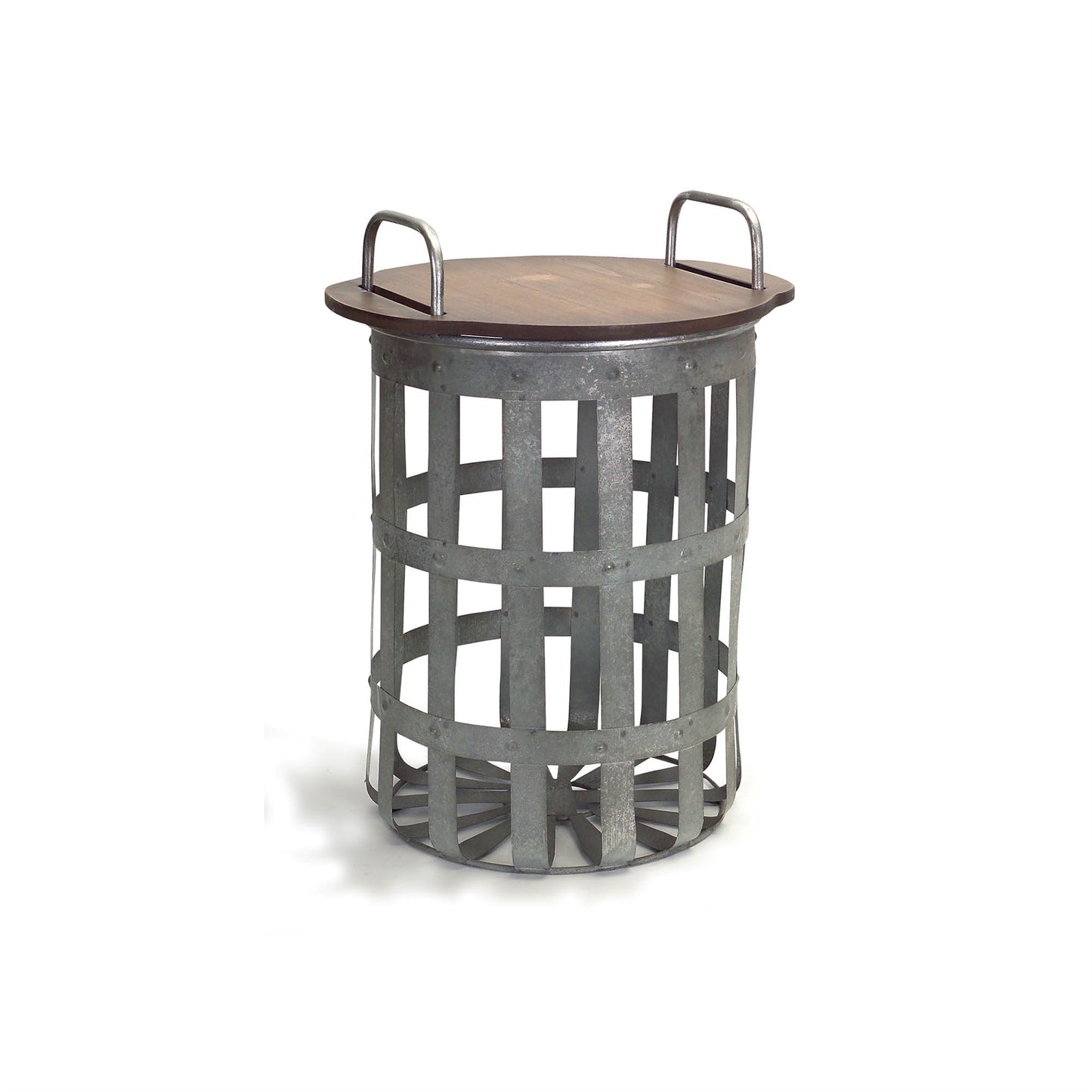 Metal and Wood Side Basket Tables (Set of 2)