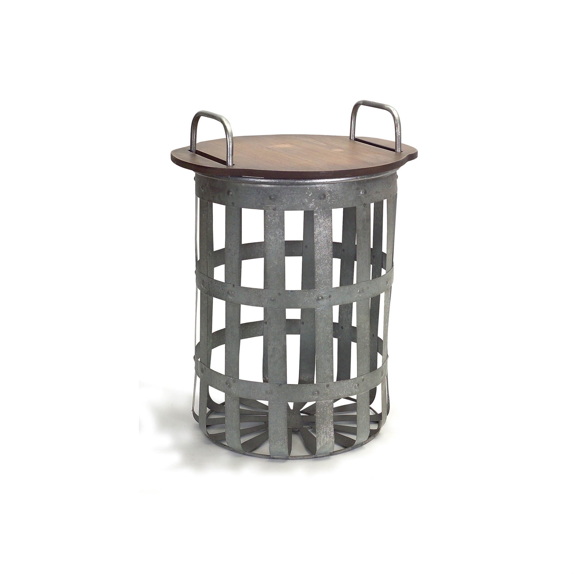 Metal and Wood Side Basket Tables (Set of 2)