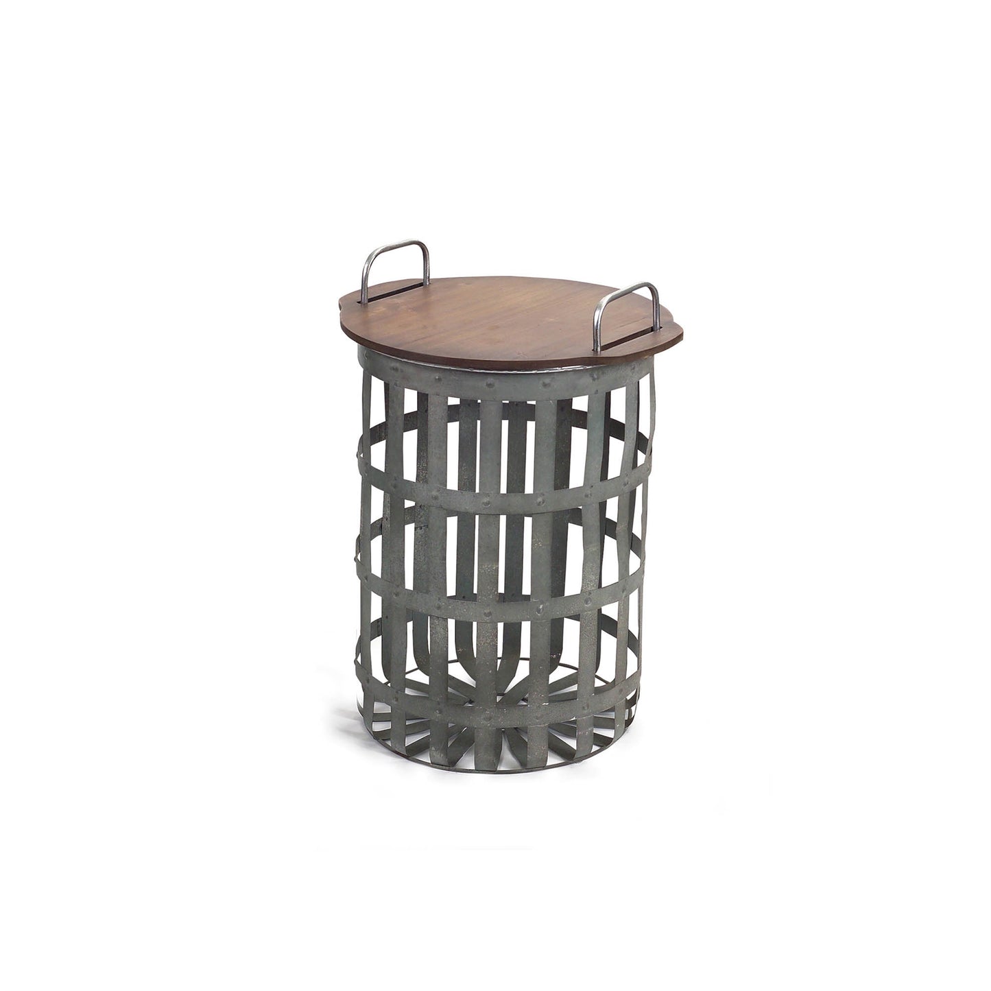 Metal and Wood Side Basket Tables (Set of 2)