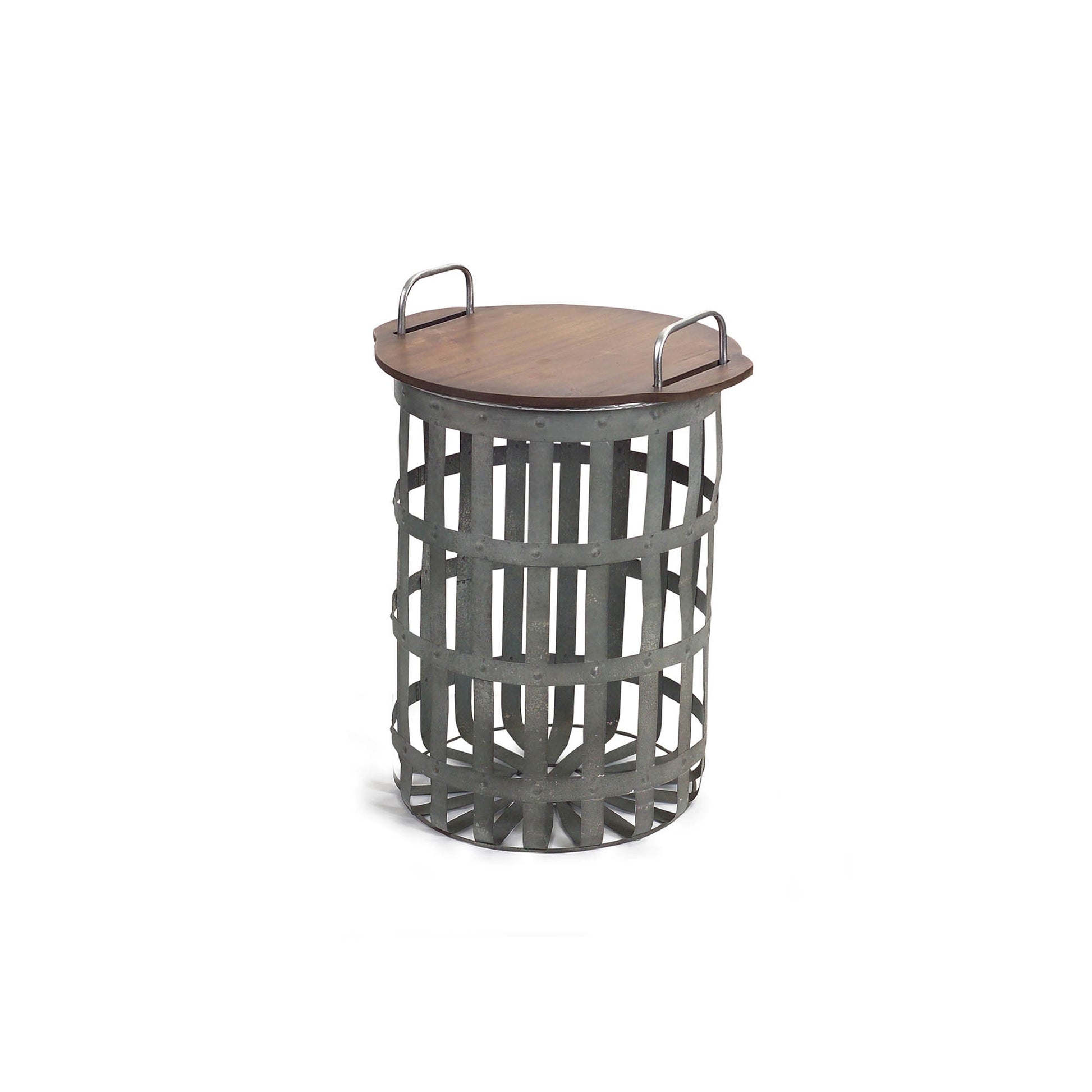 Metal and Wood Side Basket Tables (Set of 2)