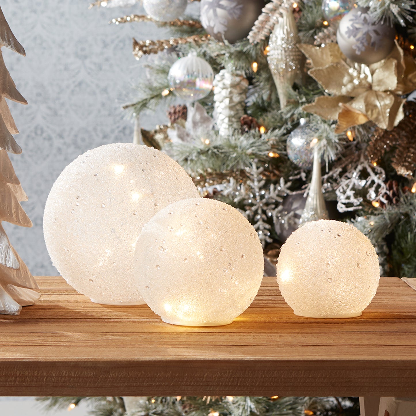 LED Frosted Snowball Globe (Set of 3)