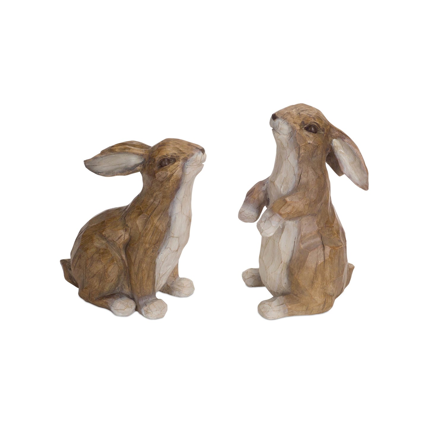 Carved Stone Garden Rabbit Figurine (Set of 2)