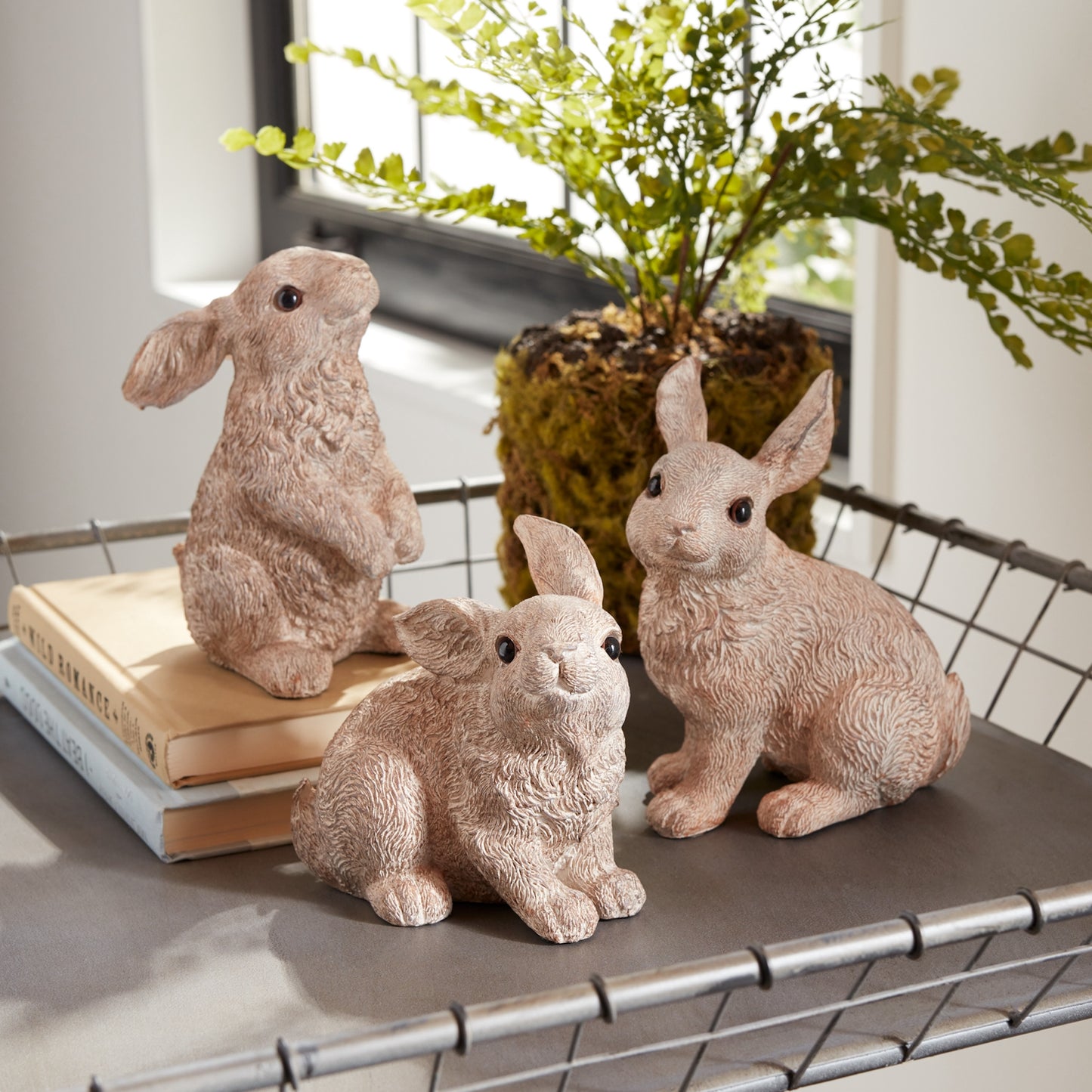 Stone Garden Rabbit Figurine (Set of 3)