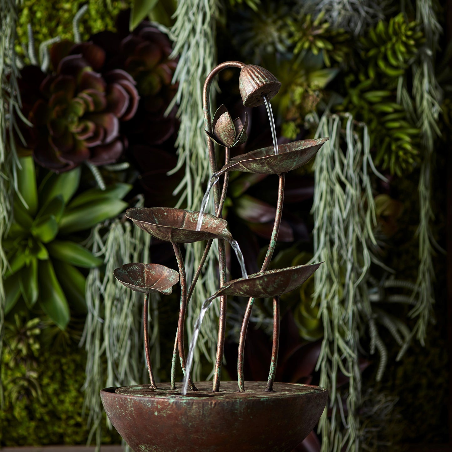 Rustic Metal Lotus Leaf Fountain 19.5"H