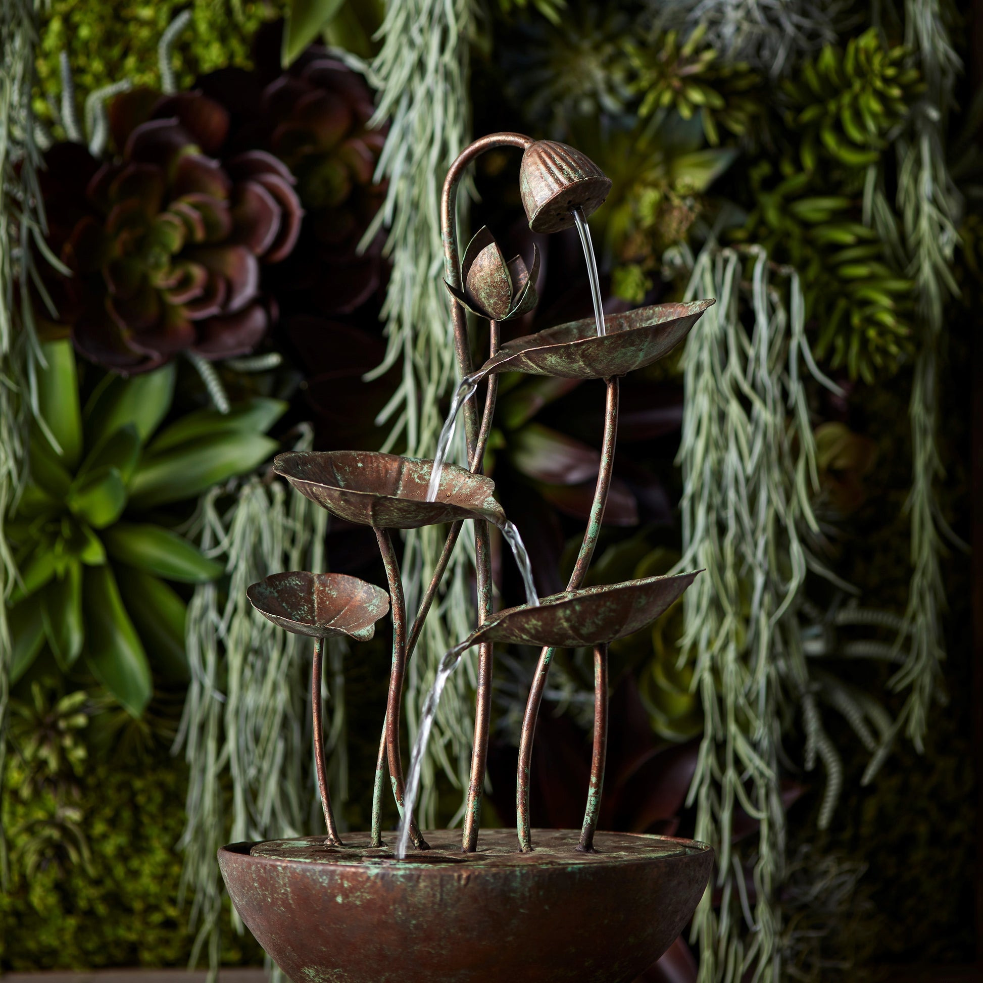 Rustic Metal Lotus Leaf Fountain 19.5"H