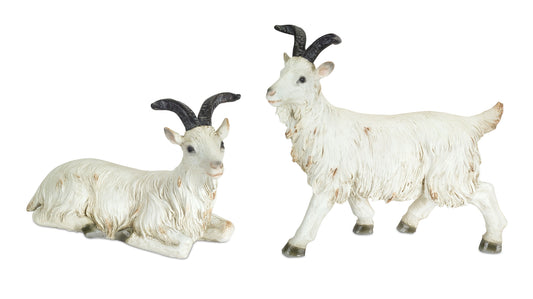 Rustic Mountain Goat Figurine (Set of 2)