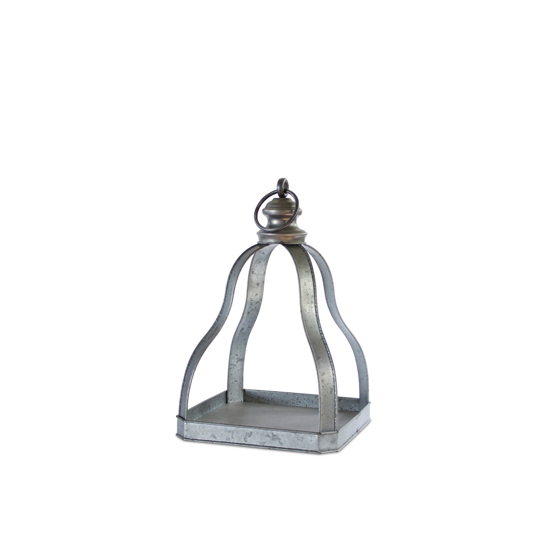 Galvanized Metal Lantern with Open Design (Set of 2)