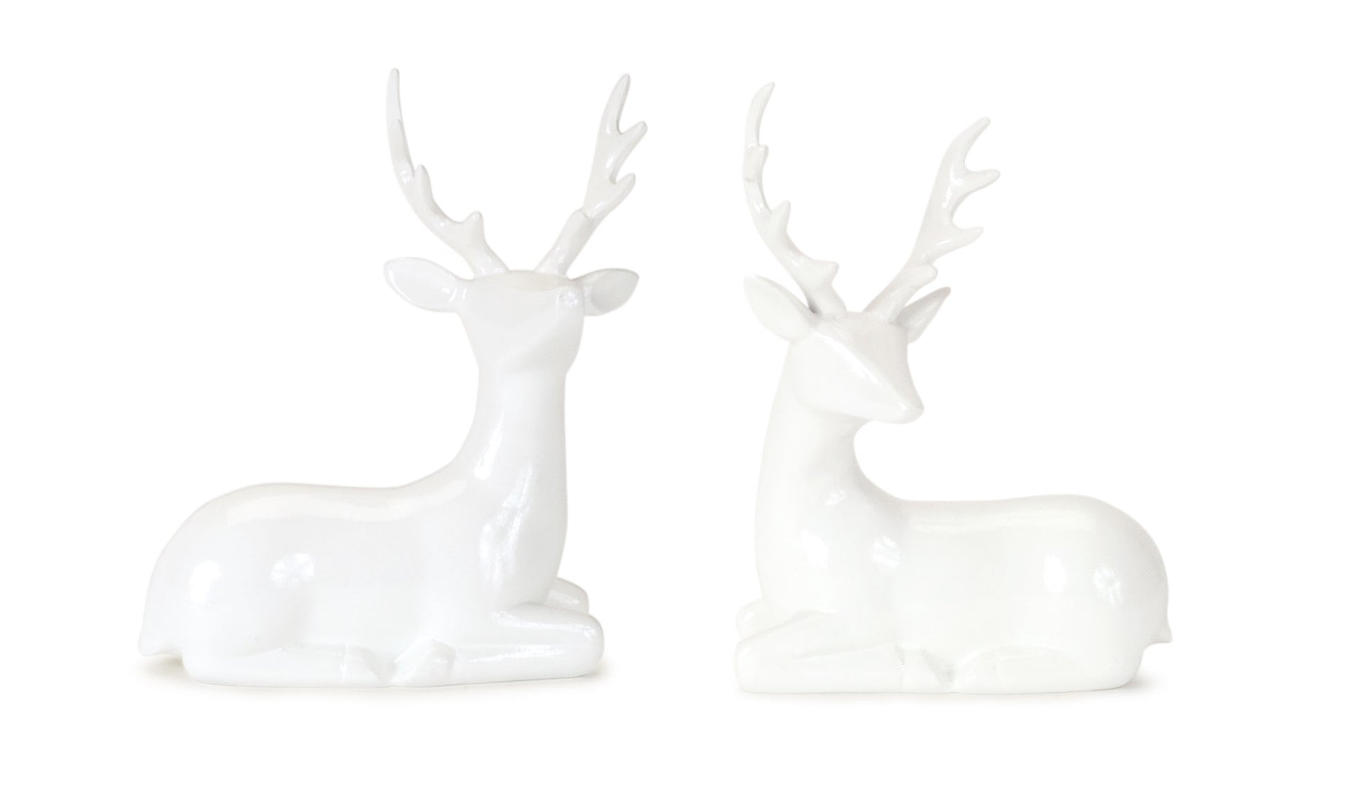 Modern White Winter Deer Figurine (Set of 12)