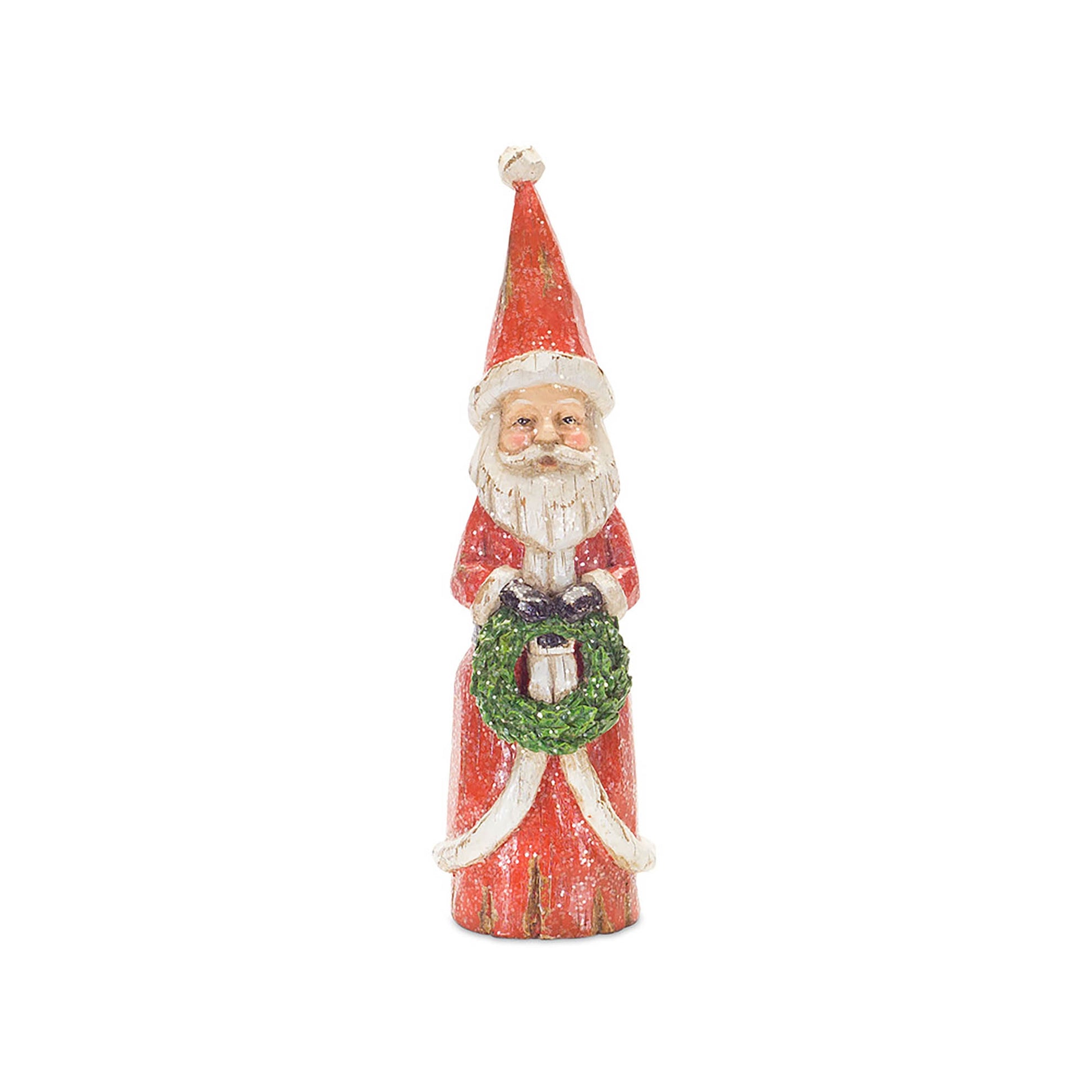 Distressed Wood Design Santa Figruine (Set of 3)