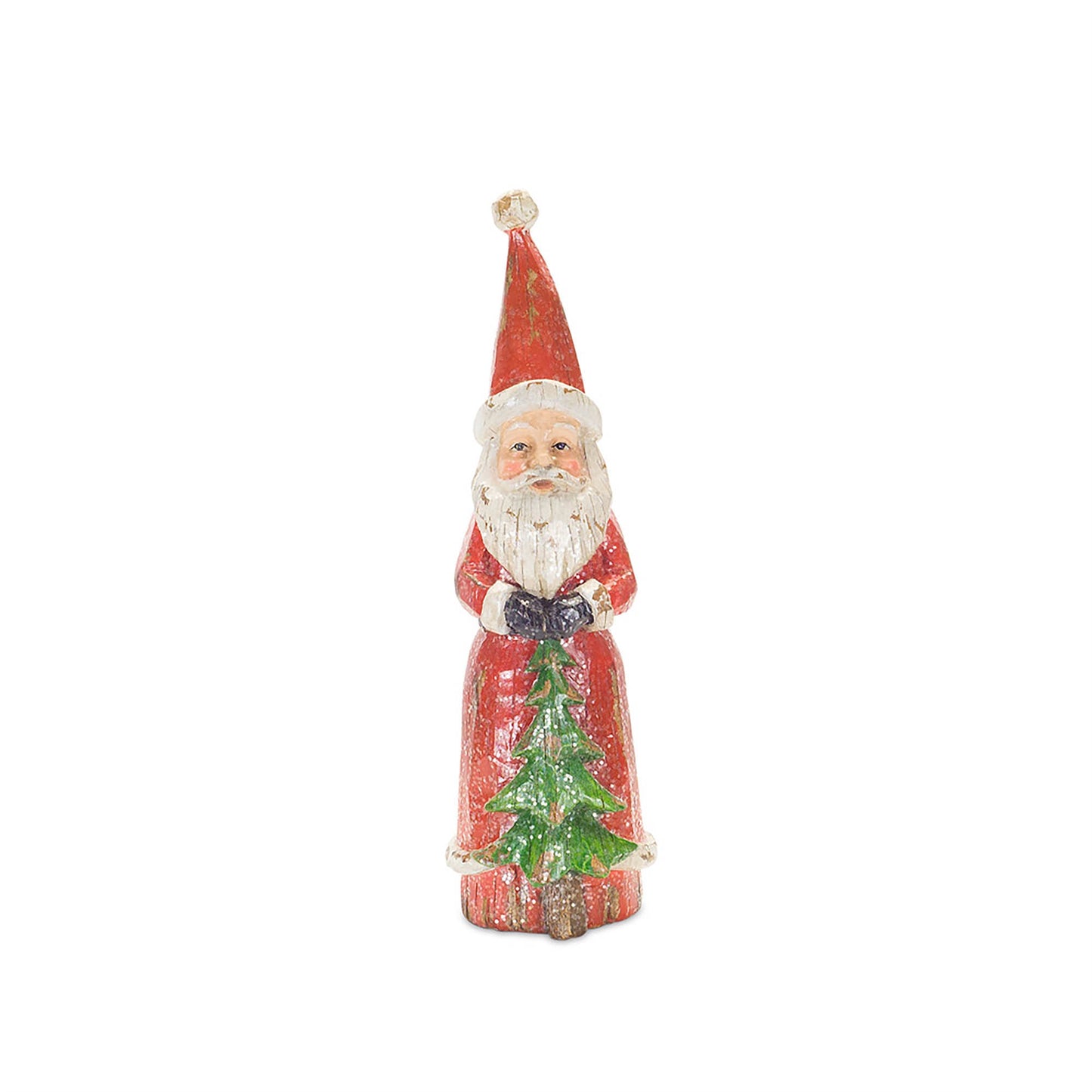 Distressed Wood Design Santa Figruine (Set of 3)