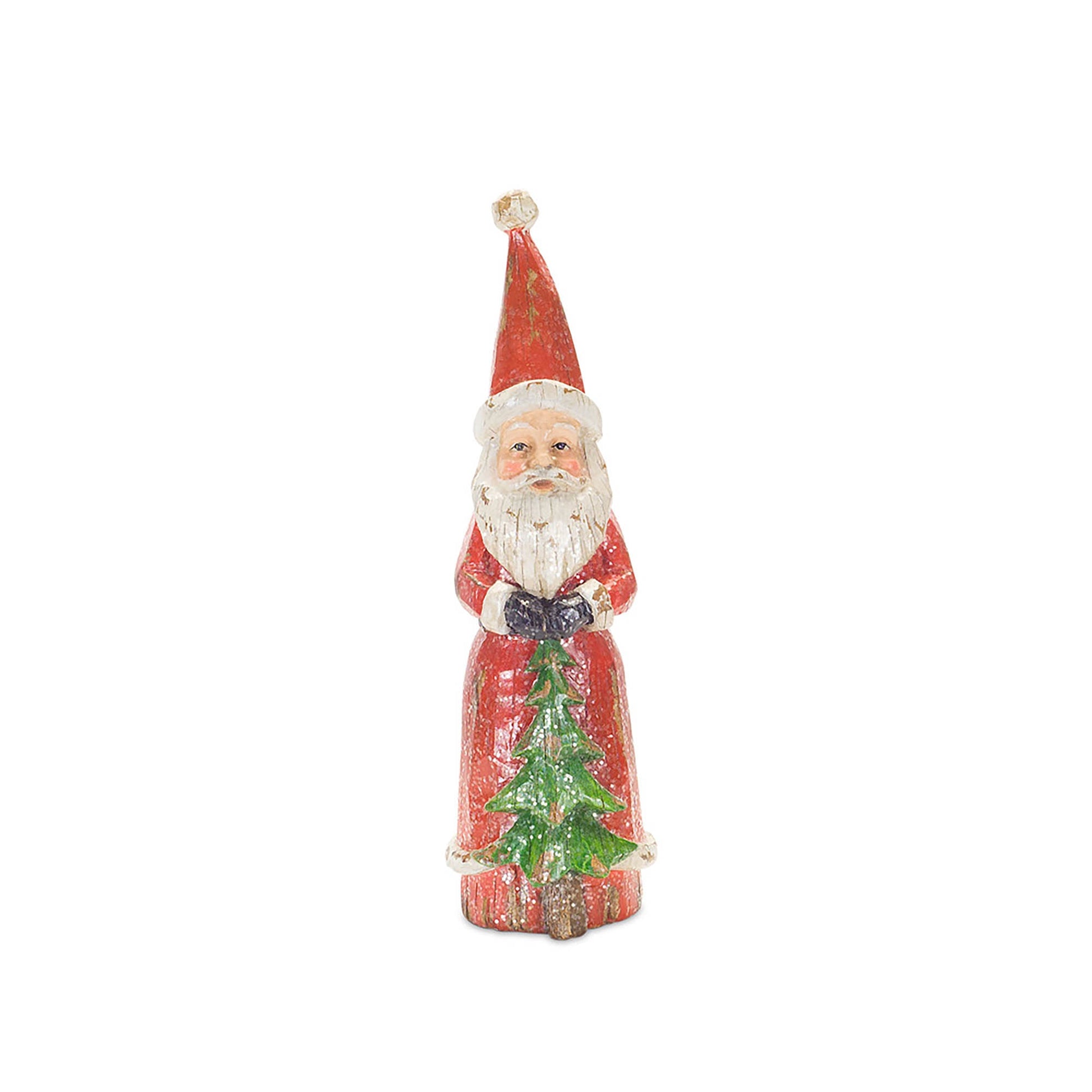 Distressed Wood Design Santa Figruine (Set of 3)