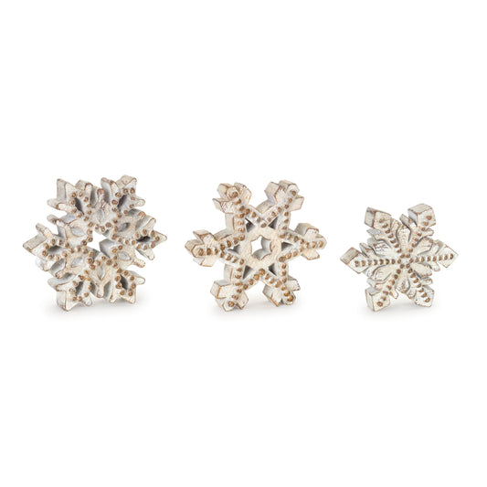 Beaded Wood Design Snowflake Decor (Set of 3)