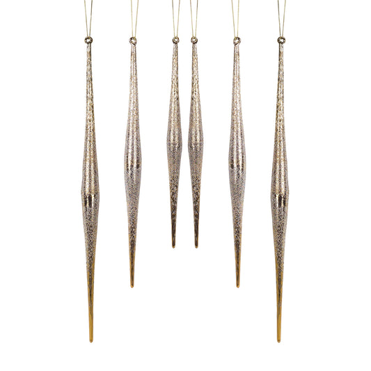 Gold and Silver Ombre Drop Ornament (Set of 6)