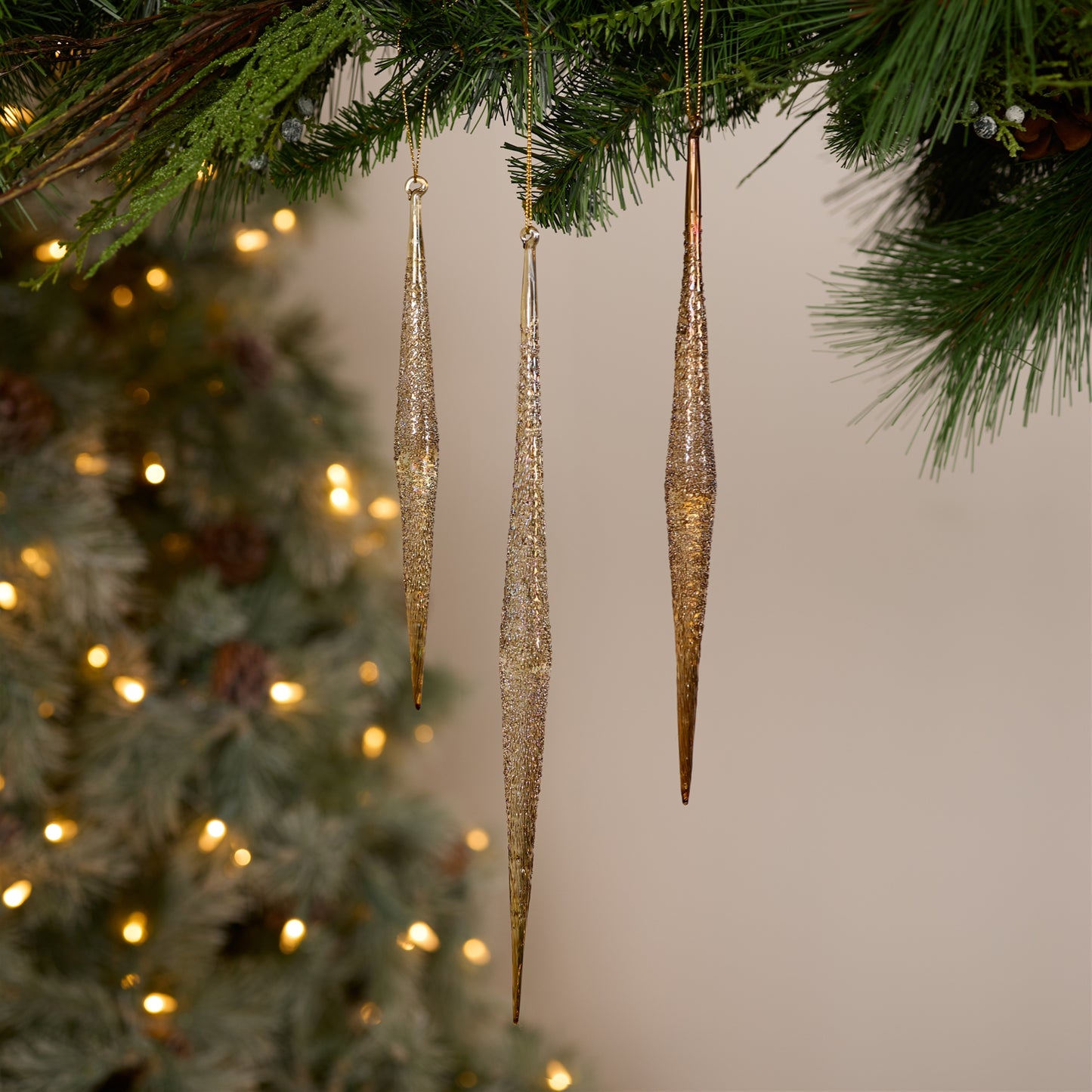 Gold and Silver Ombre Drop Ornament (Set of 6)
