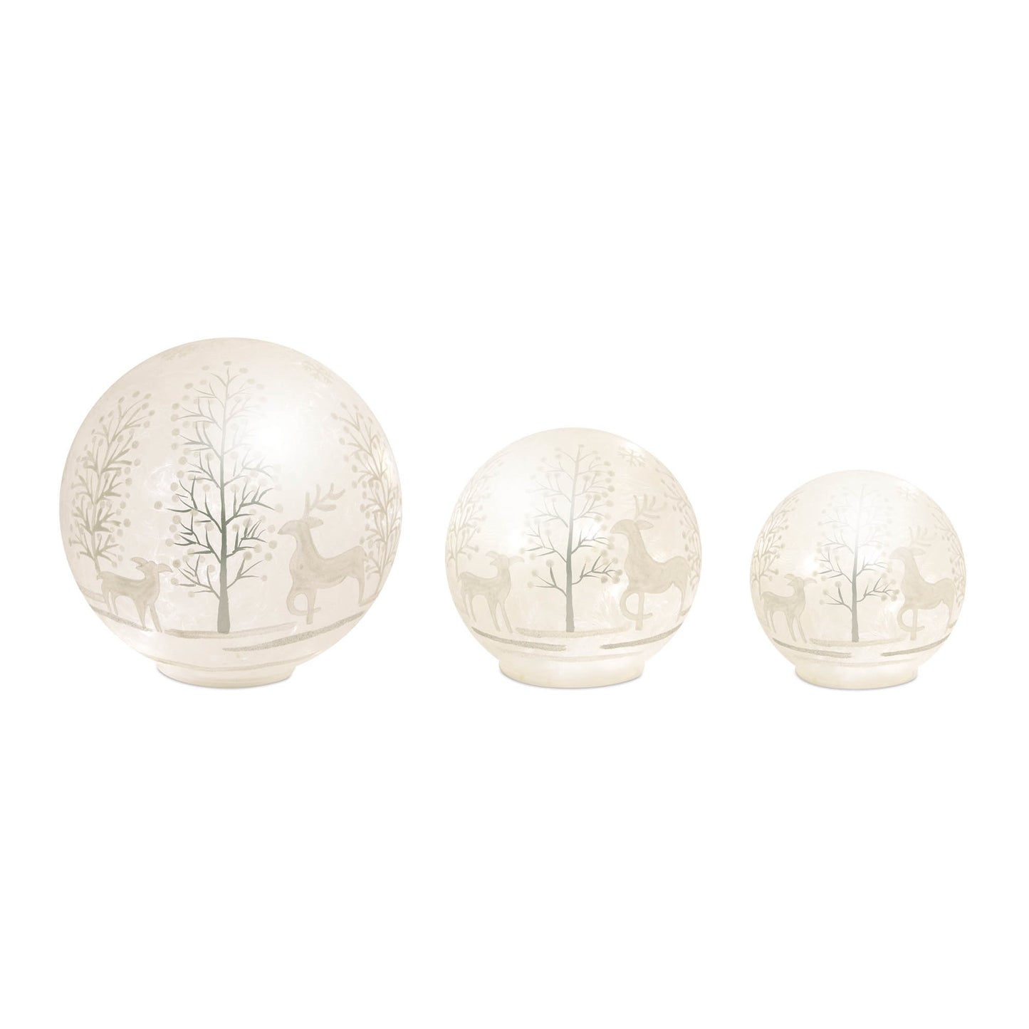 LED Frosted Glass Woodland Deer Orb (Set of 3)