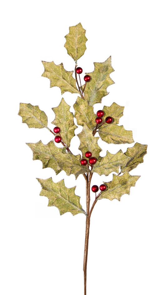 Glittered Holly Spray (Set of 12)