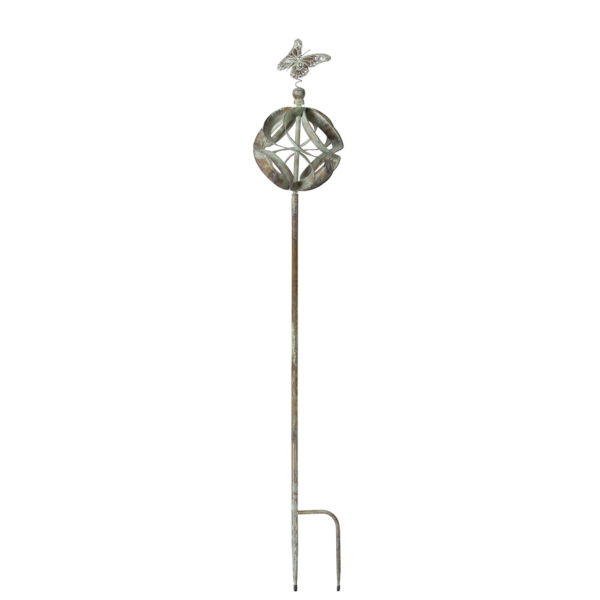 Ornamental Metal Garden Stake with Bird and Insect Accents (Set of 3)