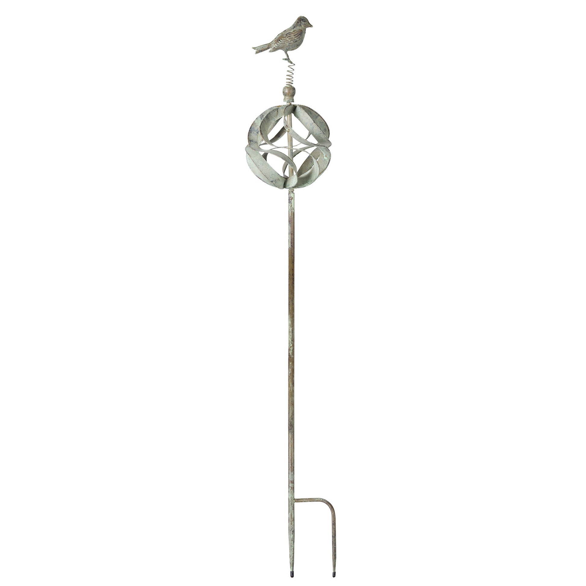 Ornamental Metal Garden Stake with Bird and Insect Accents (Set of 3)