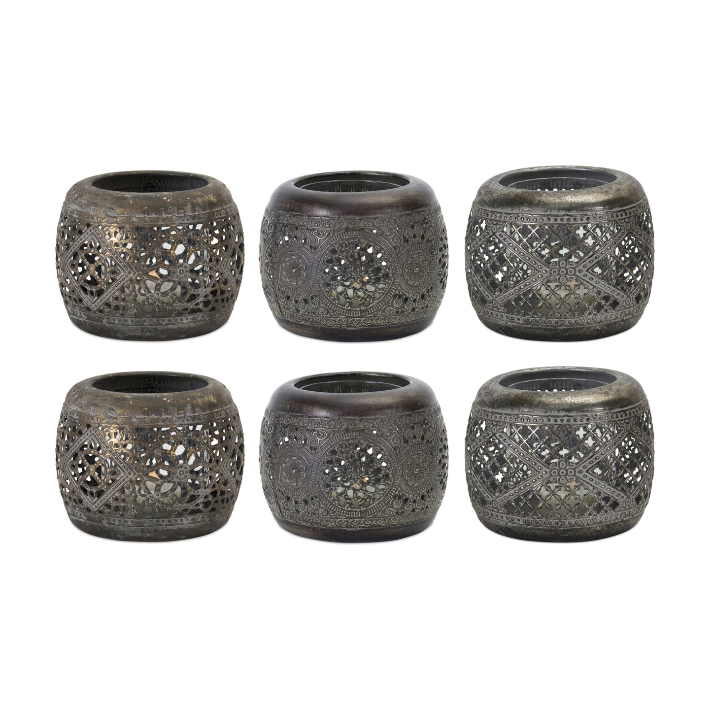 Ornamental Punched Metal Candle Holder (Set of 4)