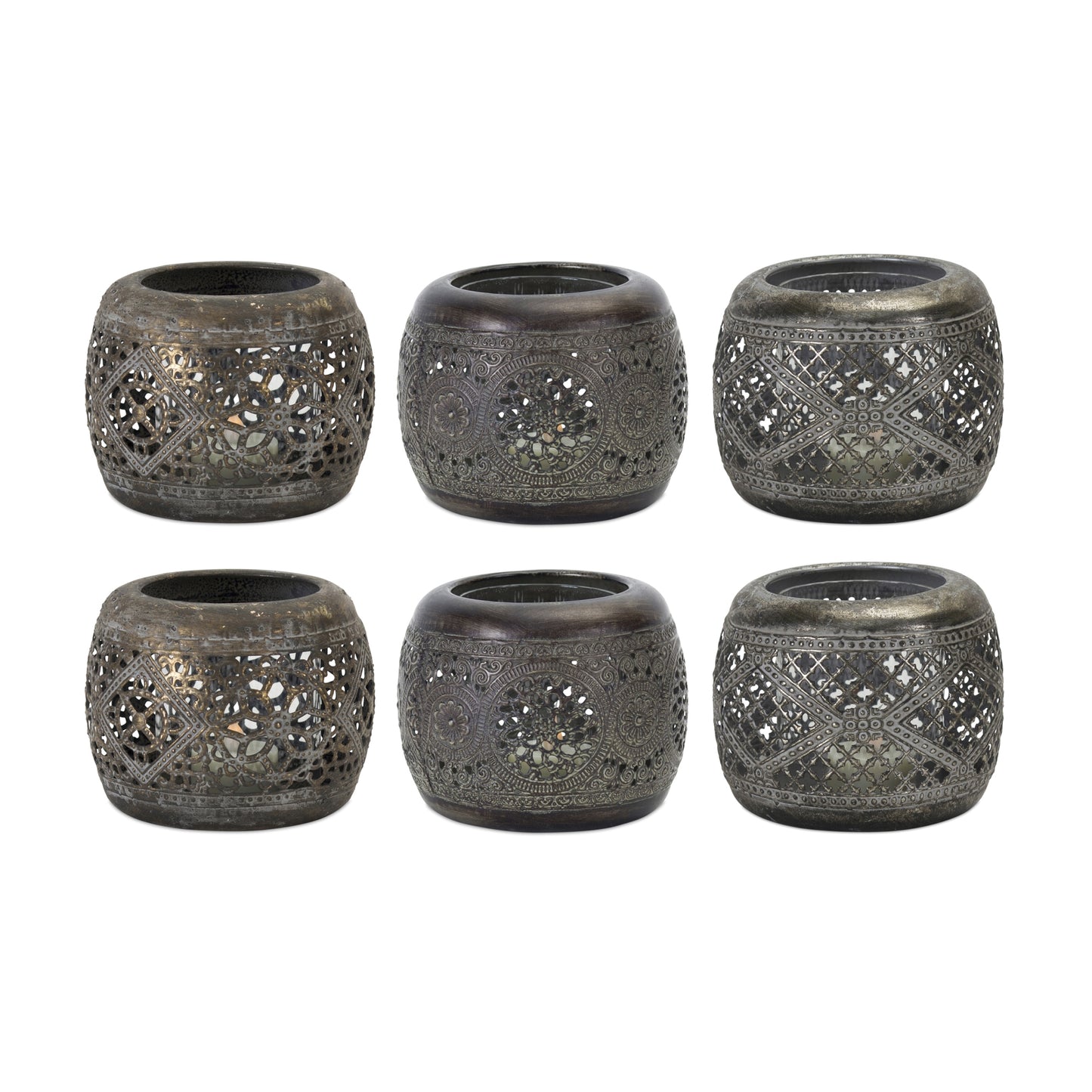 Ornamental Punched Metal Candle Holder (Set of 6)