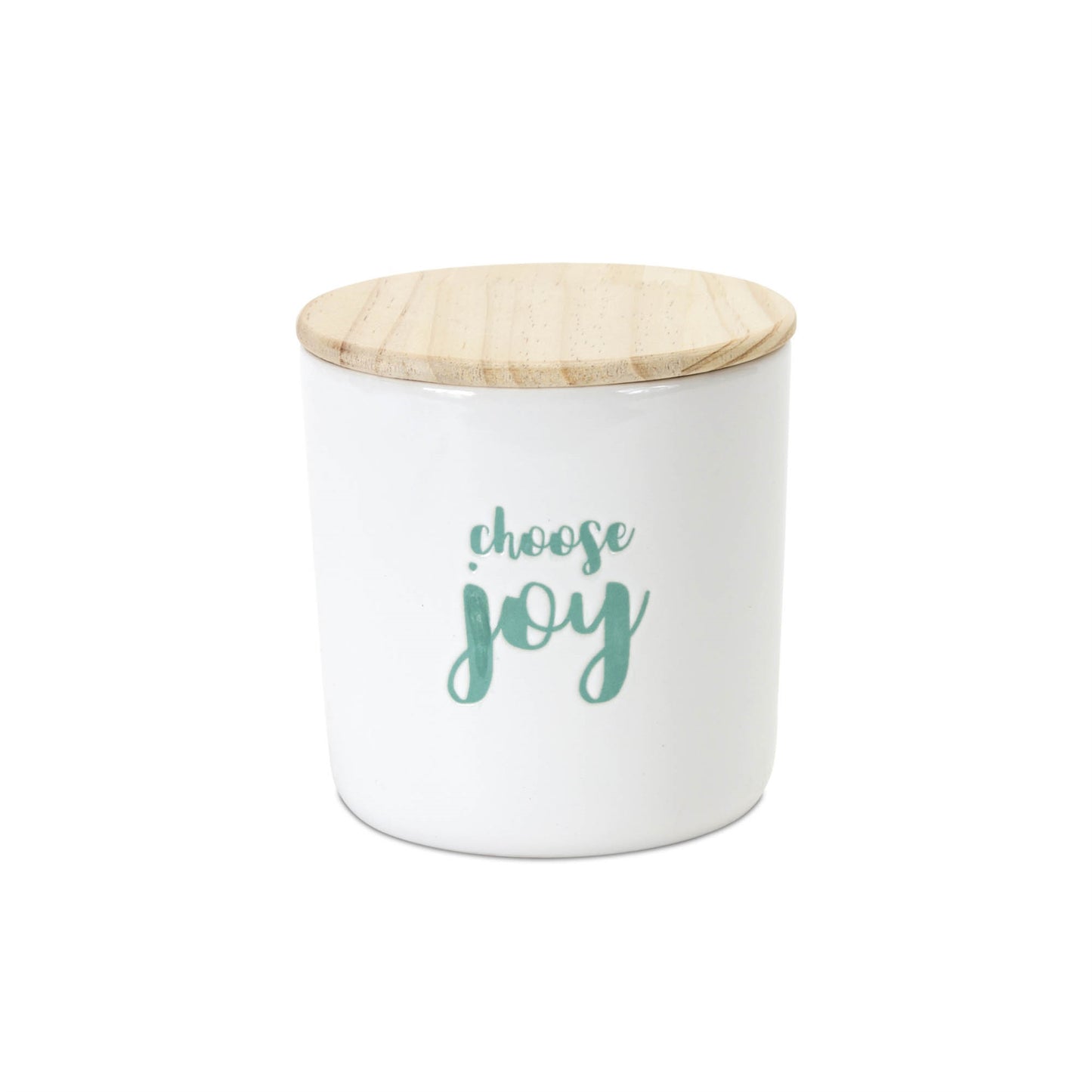 Stoneware Happy Sentiment Canister with Wood Lid (Set of 2)