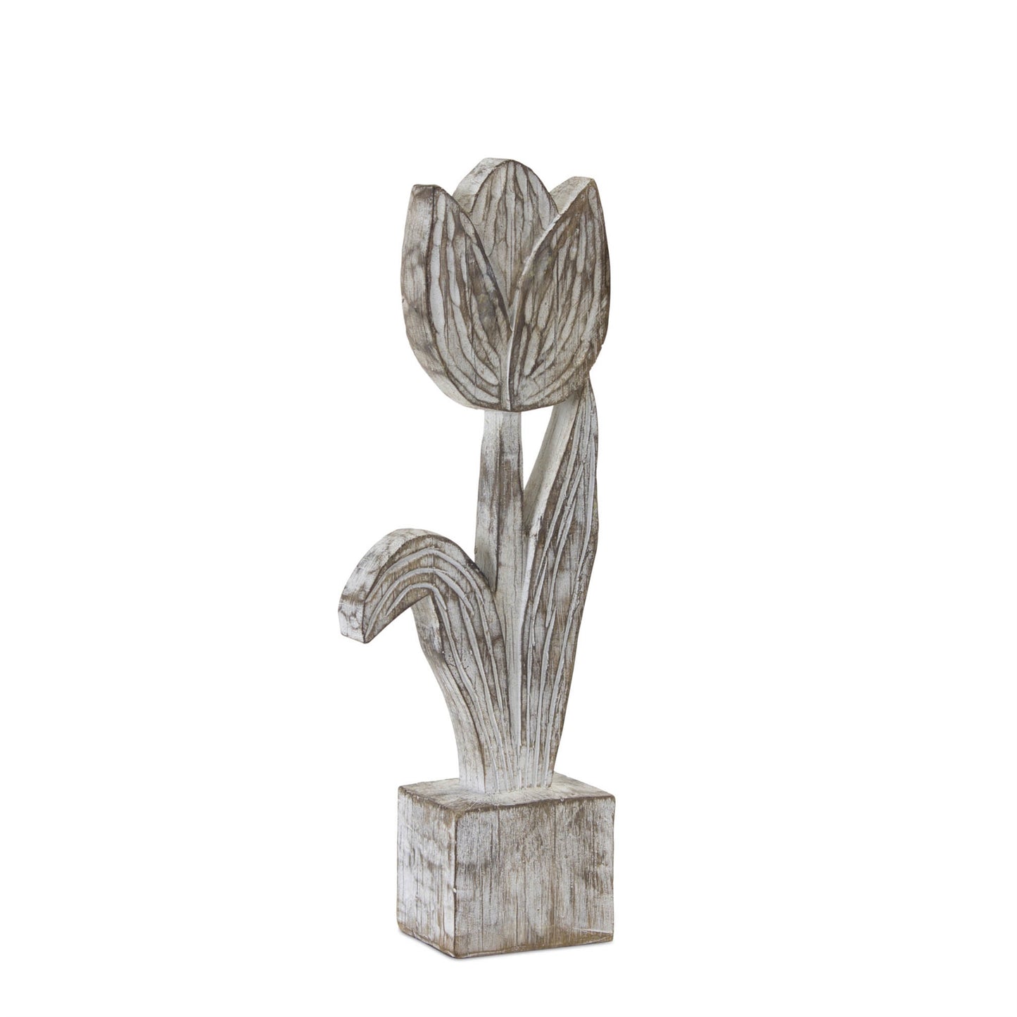 White Washed Potted Floral Sculpture (Set of 3)