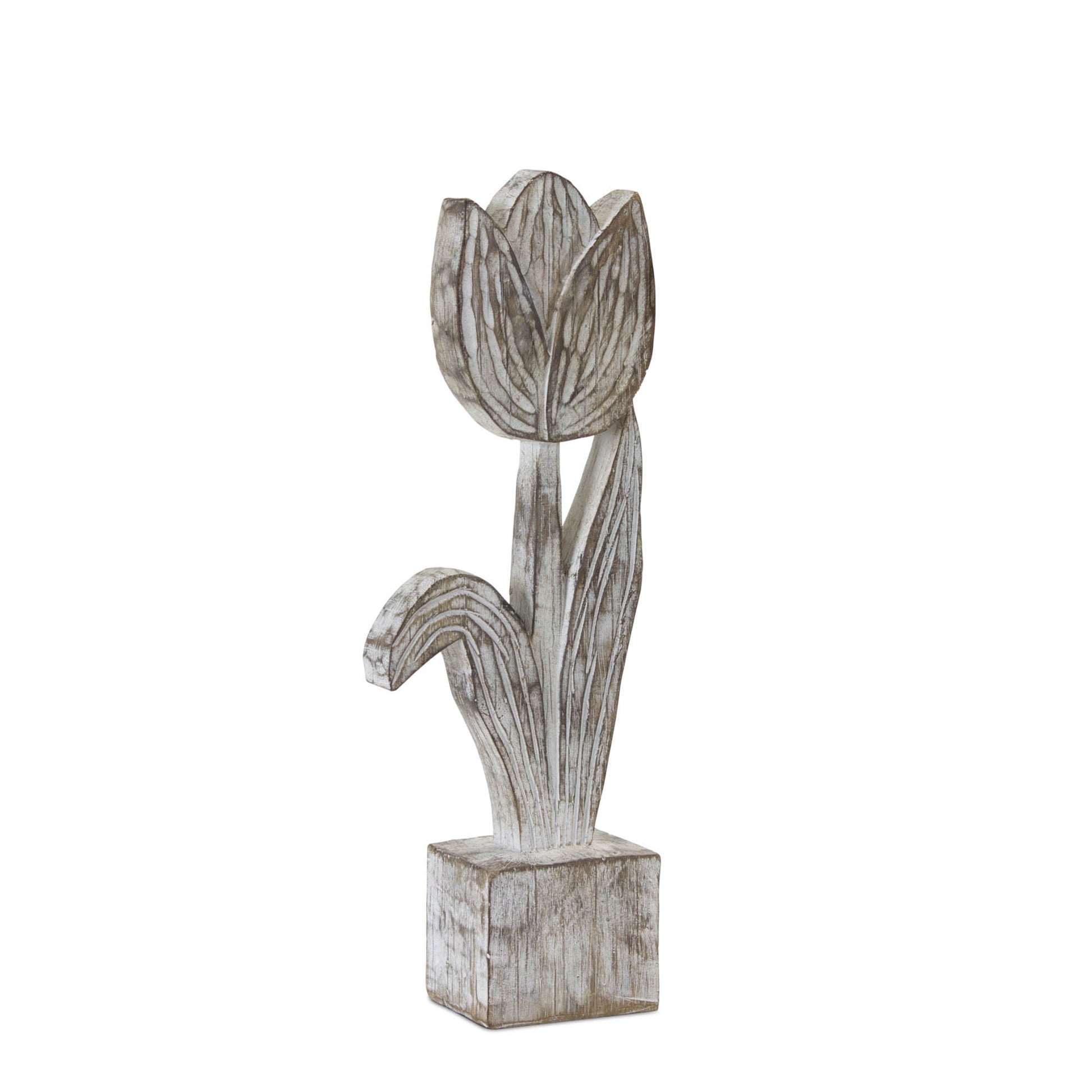 White Washed Potted Floral Sculpture (Set of 3)