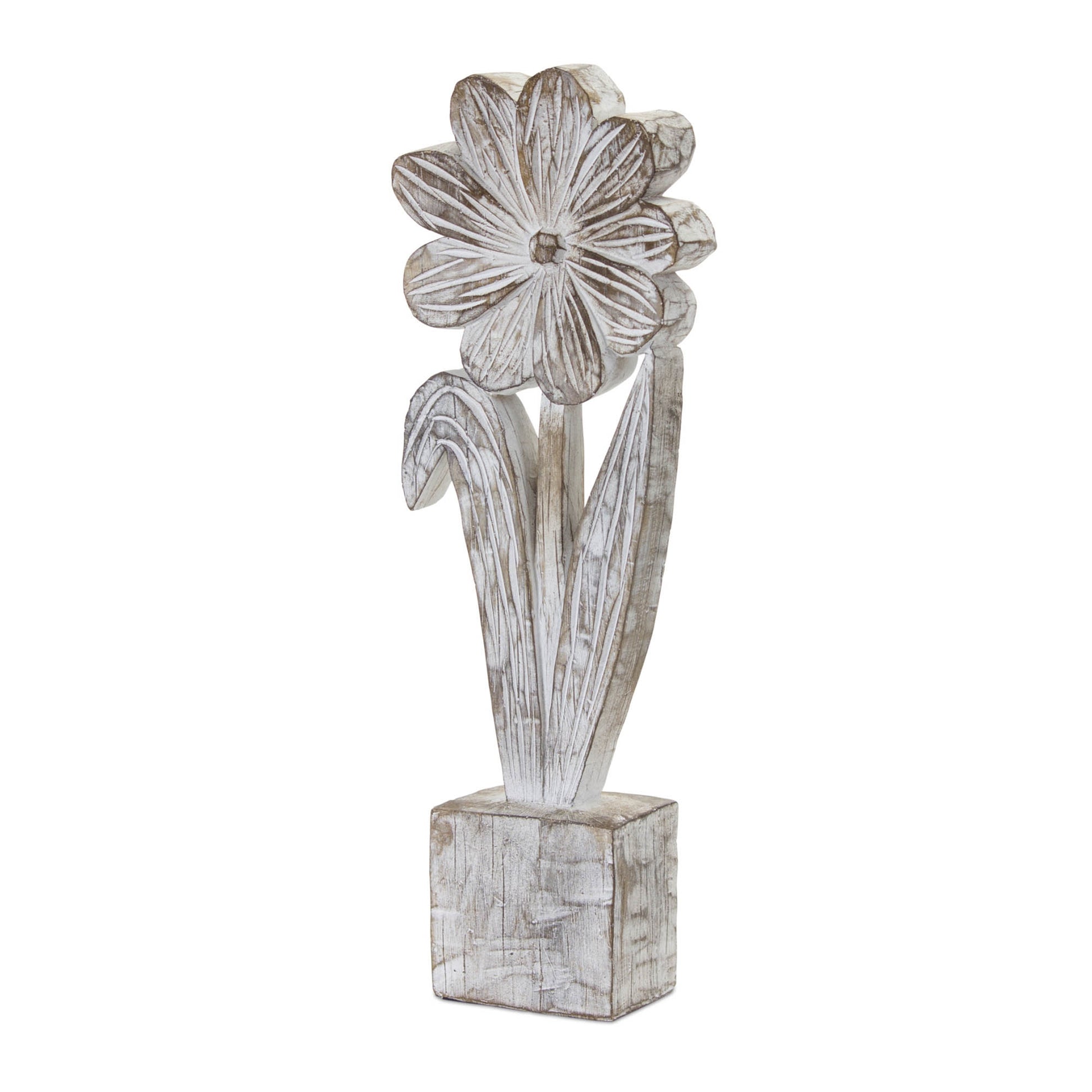 White Washed Potted Floral Sculpture (Set of 3)
