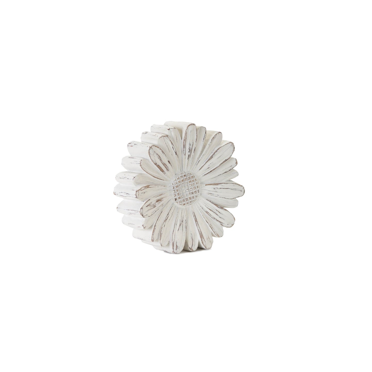 White Washed Stone Flower Decor (Set of 3)