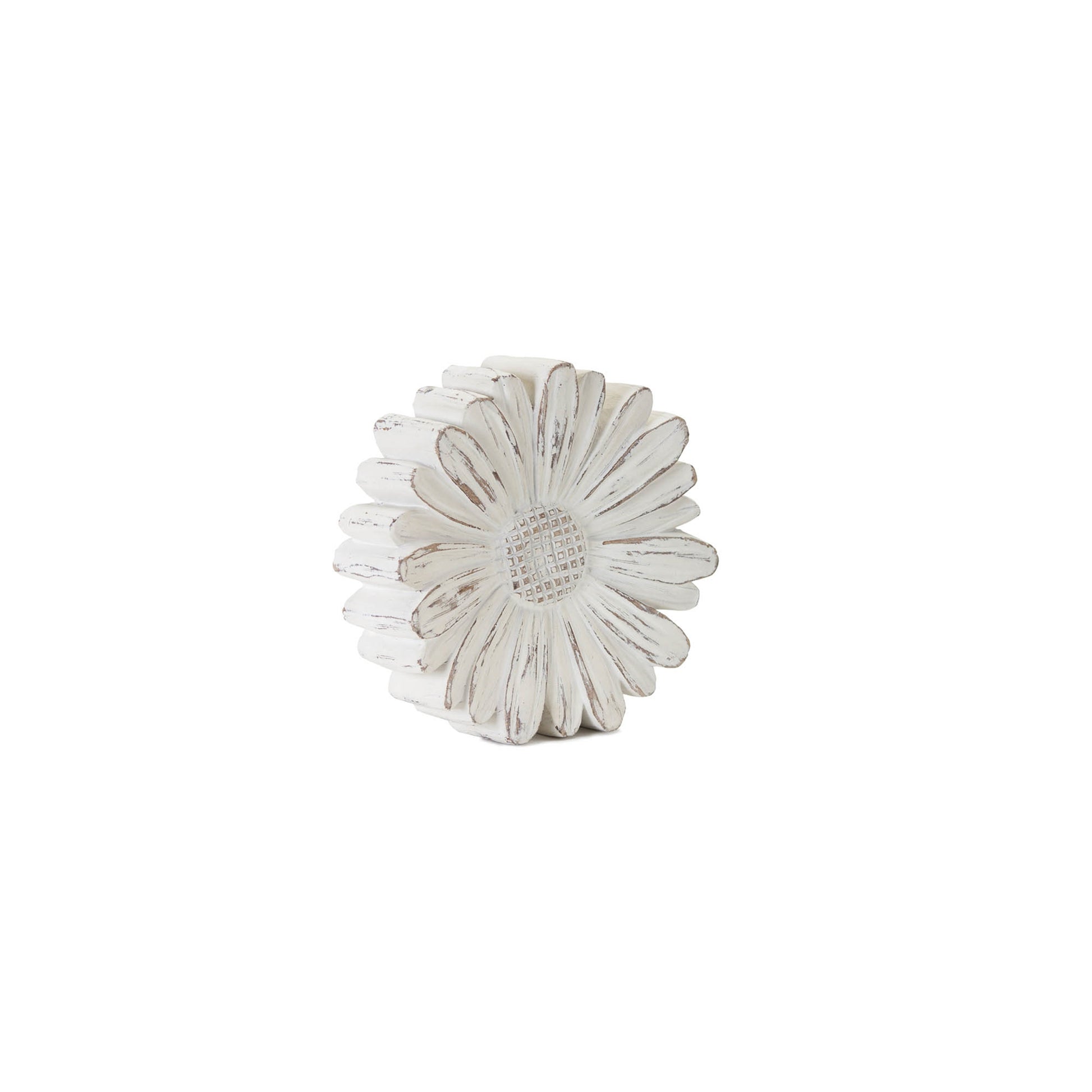 White Washed Stone Flower Decor (Set of 3)
