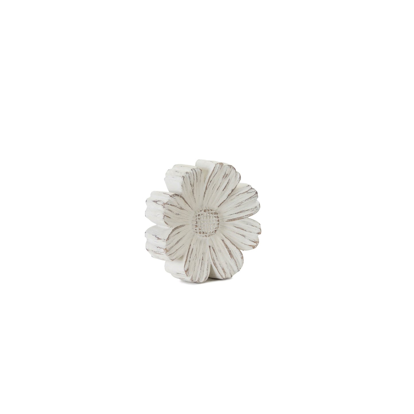 White Washed Stone Flower Decor (Set of 3)