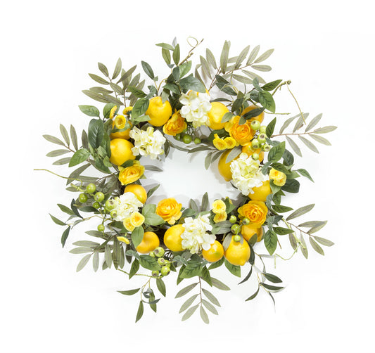 Lemon/Floral Wreath 22"D Foam/Plastic