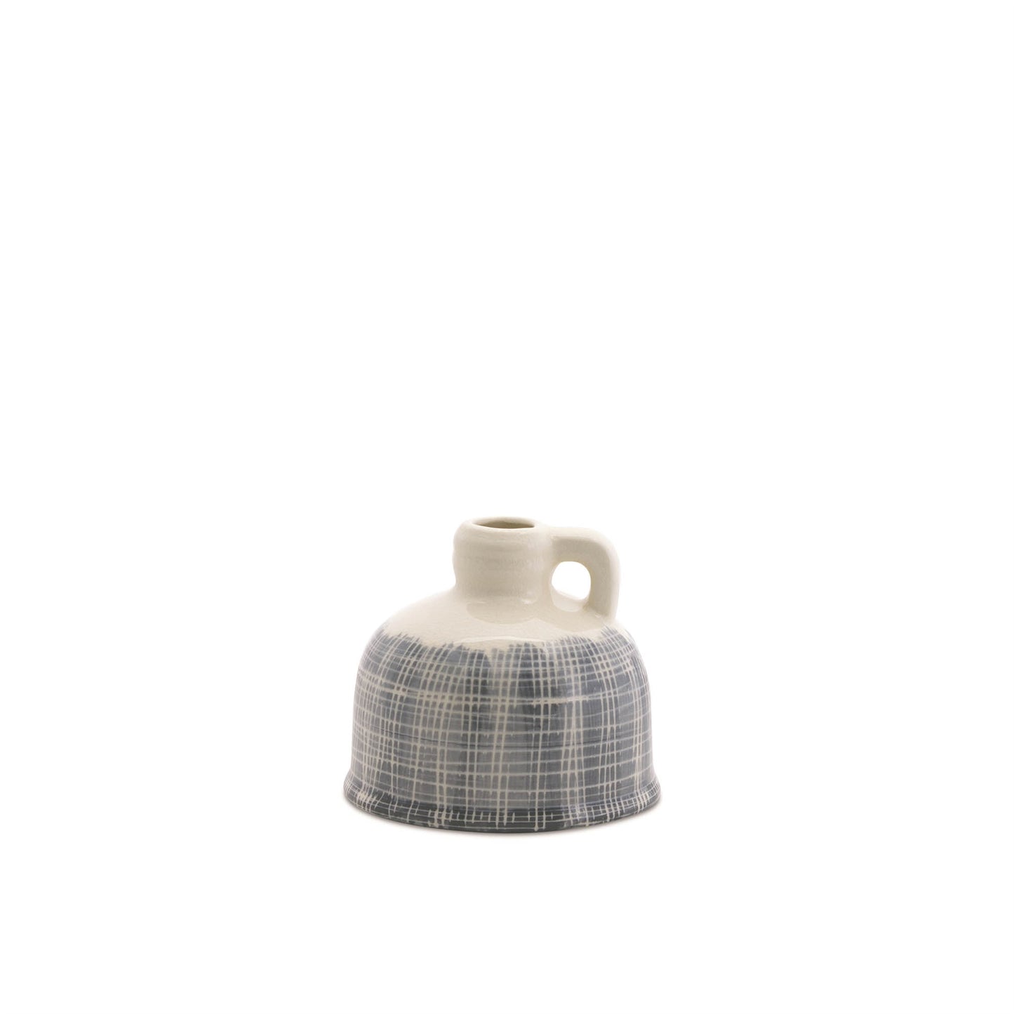 Terra Cotta Jug Vase with Navy Criss Cross Pattern (Set of 3)