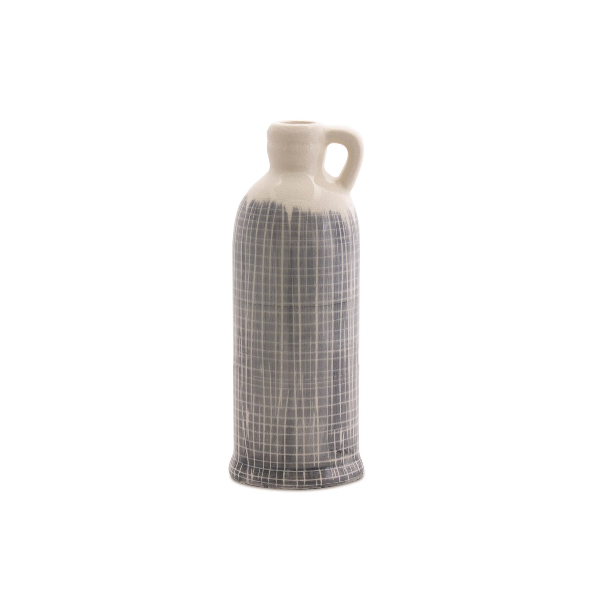 Terra Cotta Jug Vase with Navy Criss Cross Pattern (Set of 3)