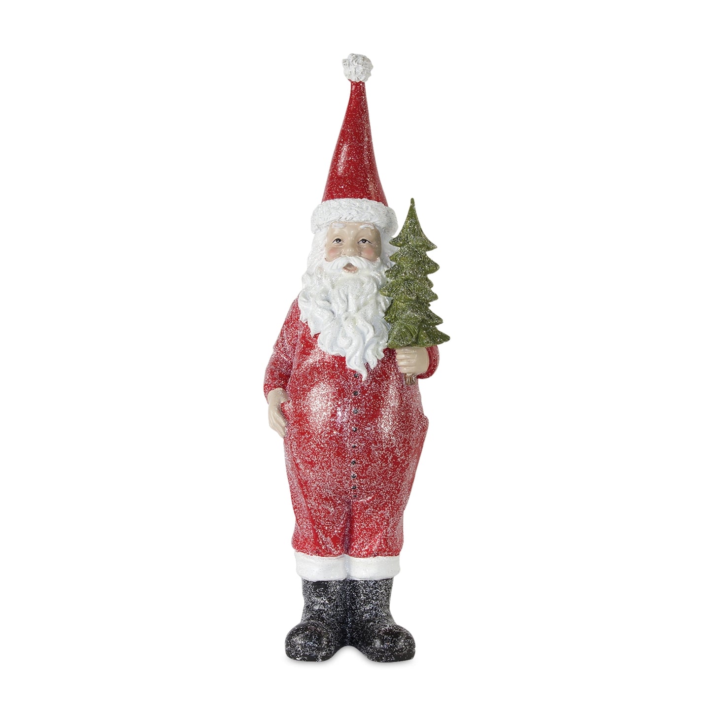 Frosted Long John Santa with Pine and List Accent (Set of 3)
