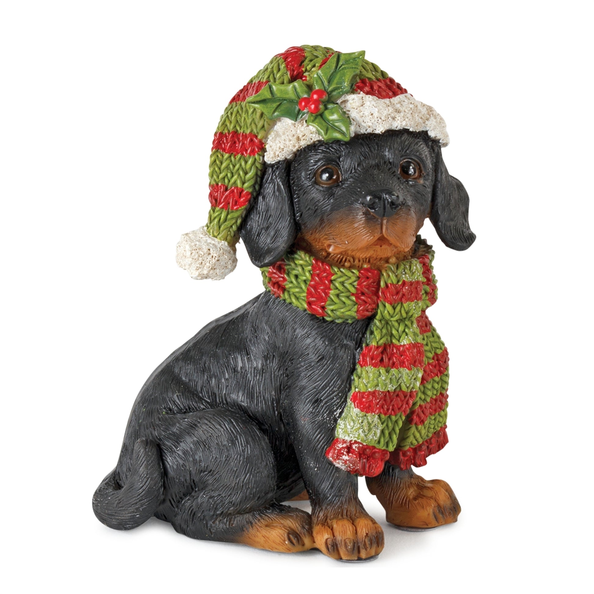 Winter Dog Figurine with Hat and Scarf Accent (Set of 12)