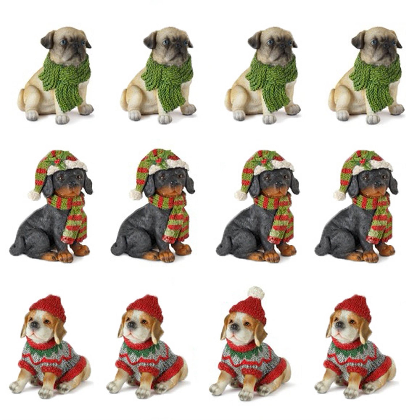 Winter Dog Figurine with Hat and Scarf Accent (Set of 12)