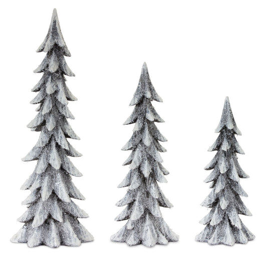 Carved Design Pine Tree Decor (Set of 3)