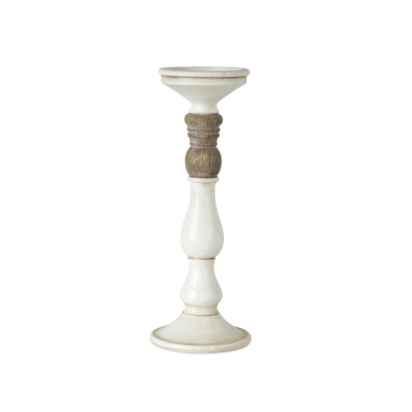 Ivory Candle Holder with Wood Accent (Set of 3)