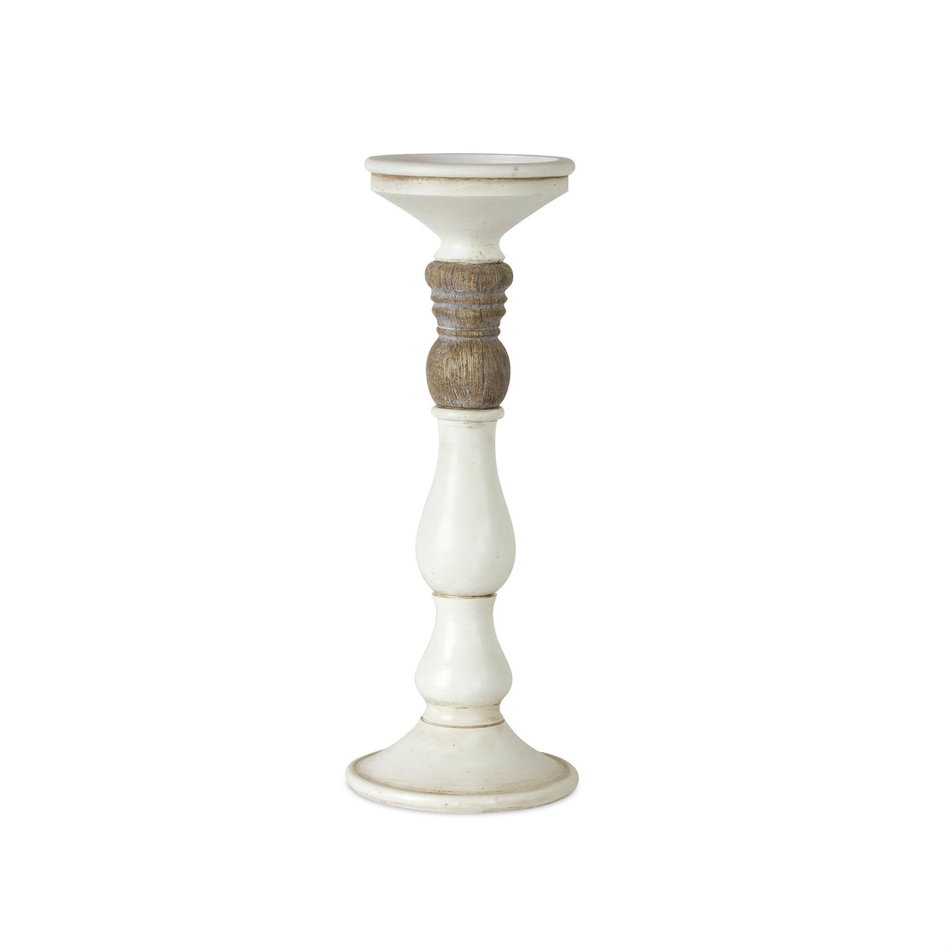 Ivory Candle Holder with Wood Accent (Set of 3)