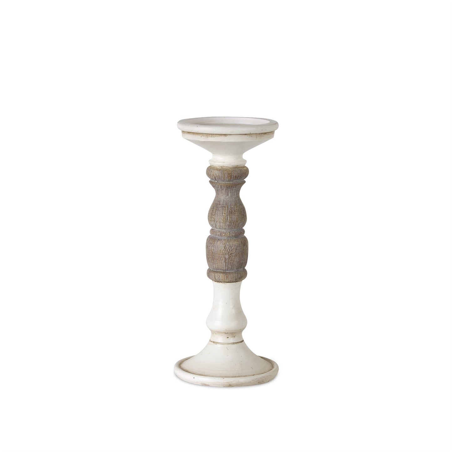 Ivory Candle Holder with Wood Accent (Set of 3)