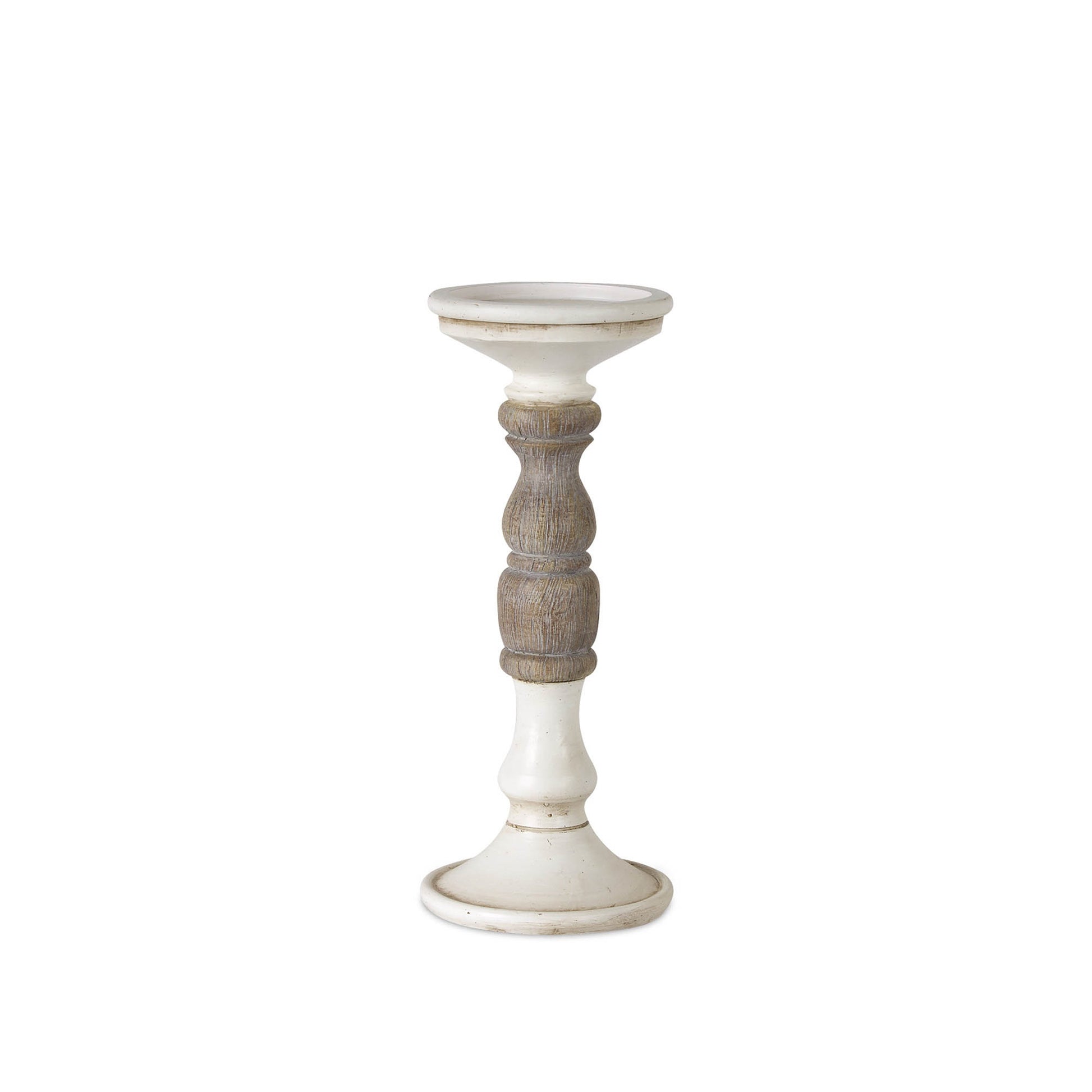 Ivory Candle Holder with Wood Accent (Set of 3)