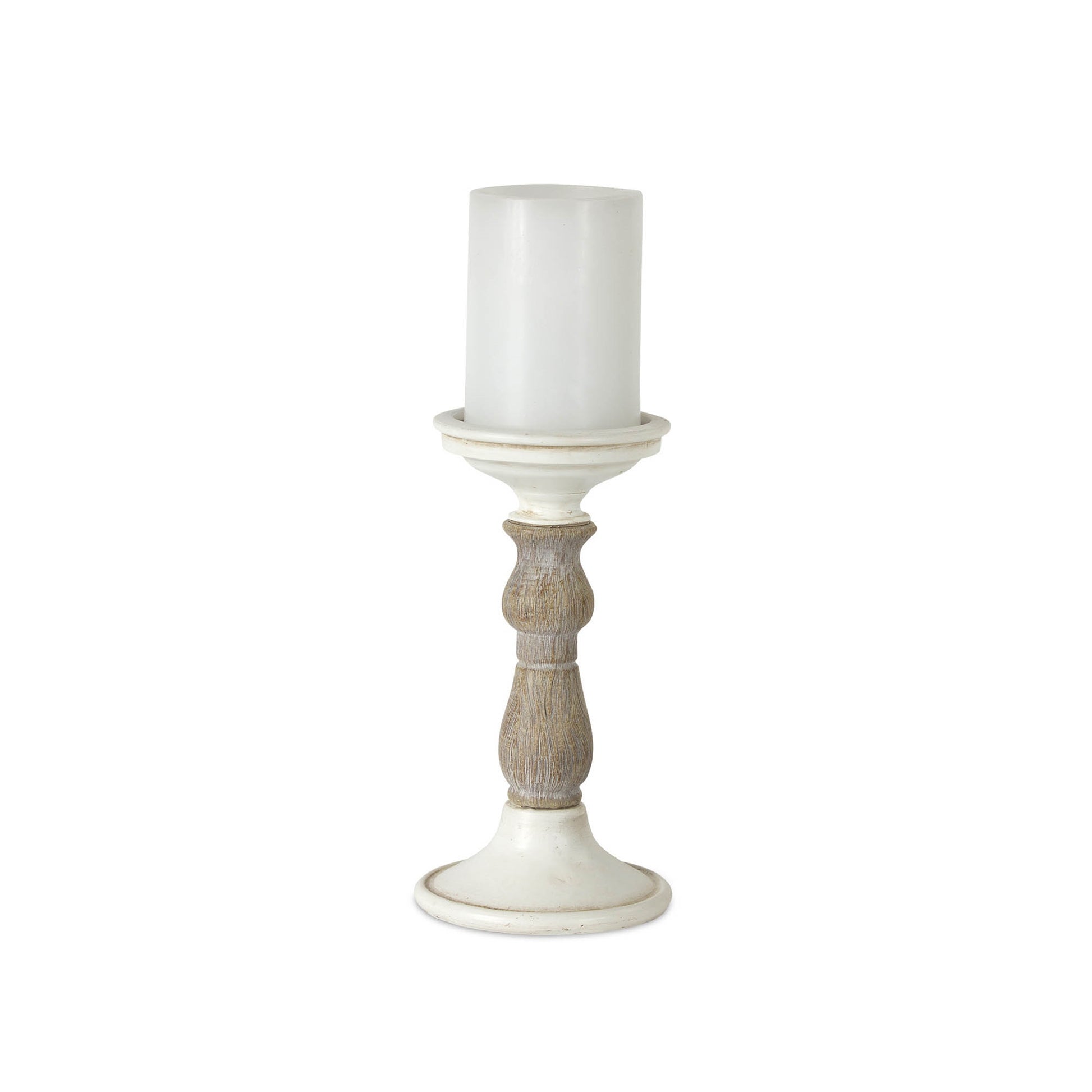 Ivory Candle Holder with Wood Accent (Set of 3)