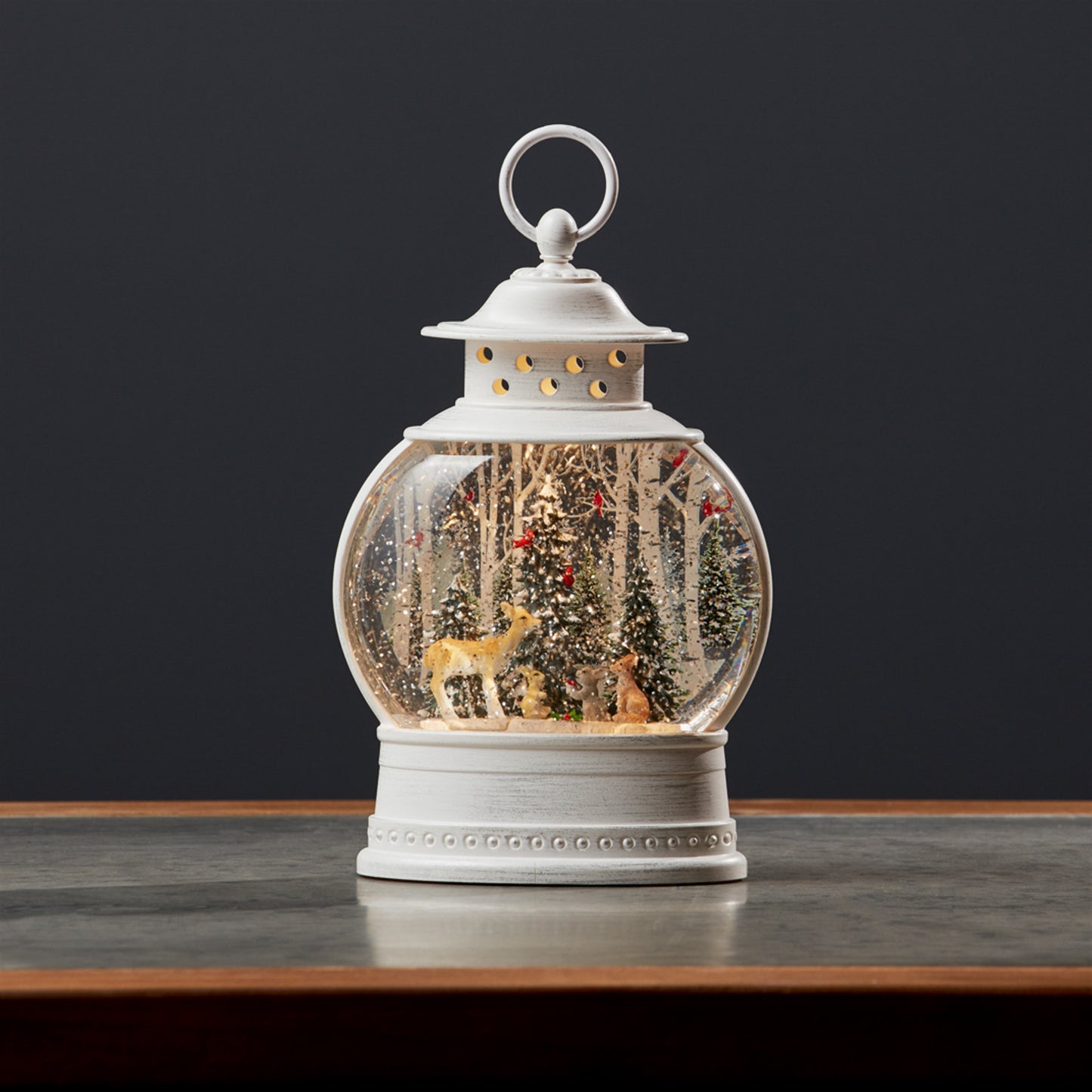 LED Snow Globe Ball with Woodland Deer Scene 11.5"H