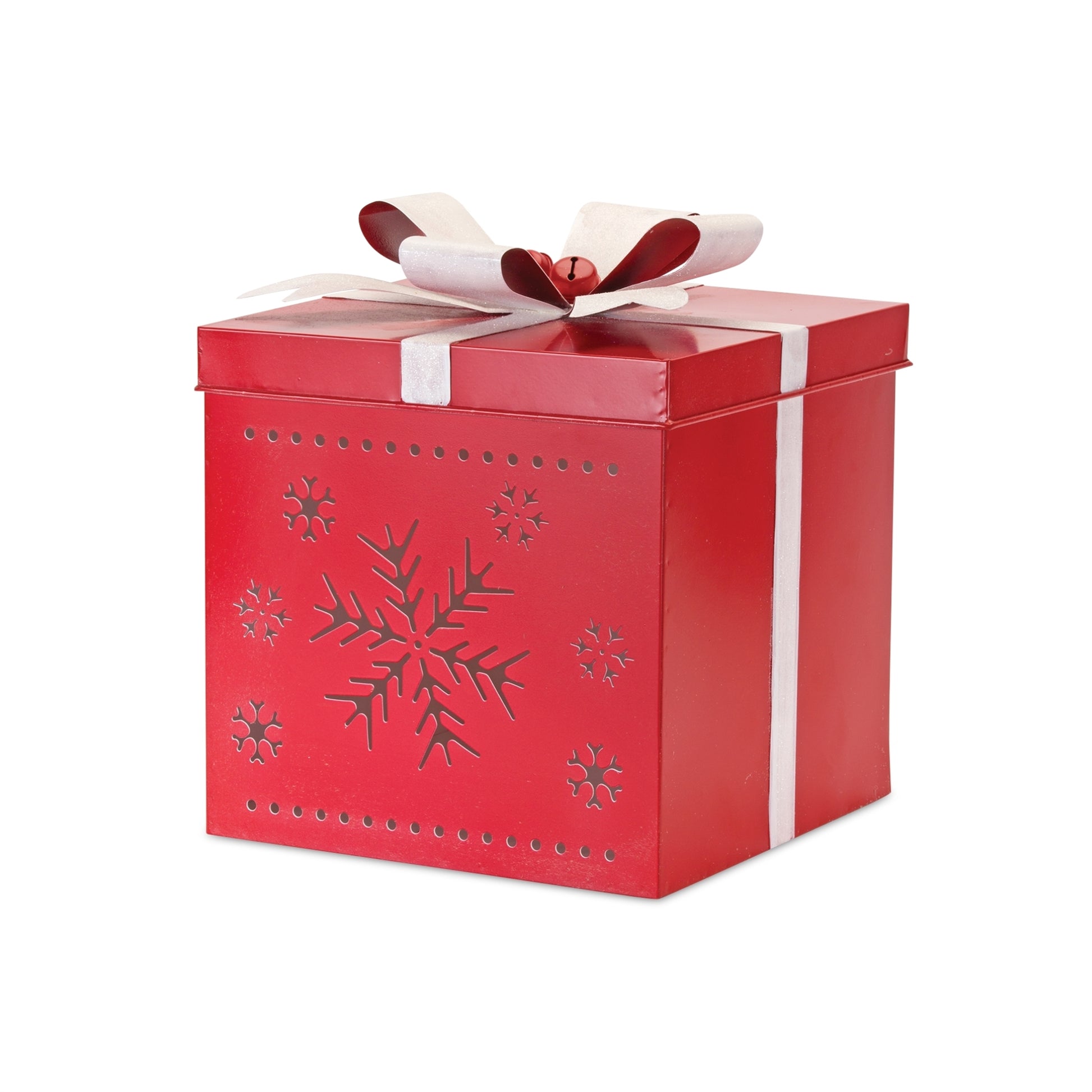Metal Present Decor with Nordic Snowflake Cut Out (Set of 2)