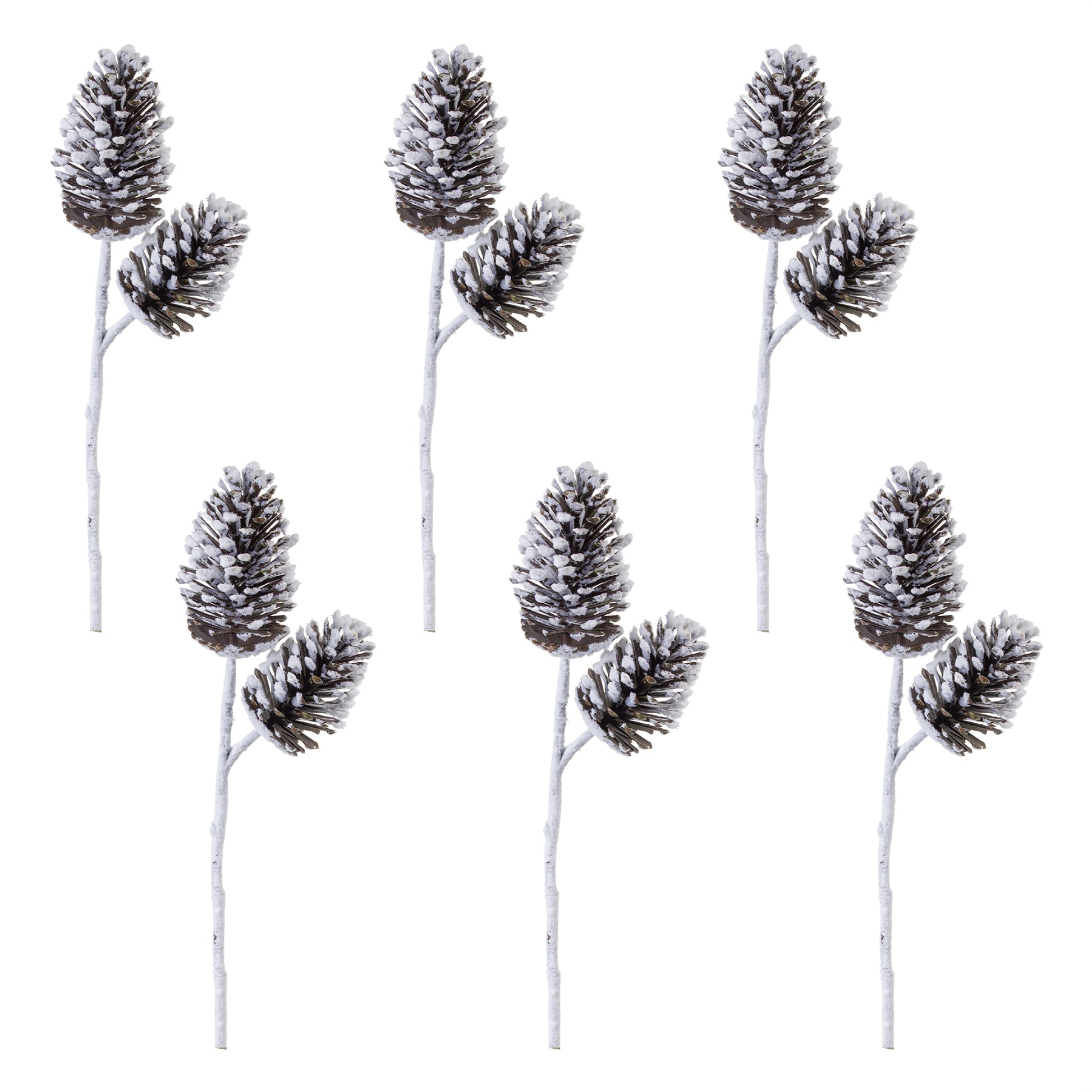 Flocked Snowy Pine Cone Spray (Set of 6)