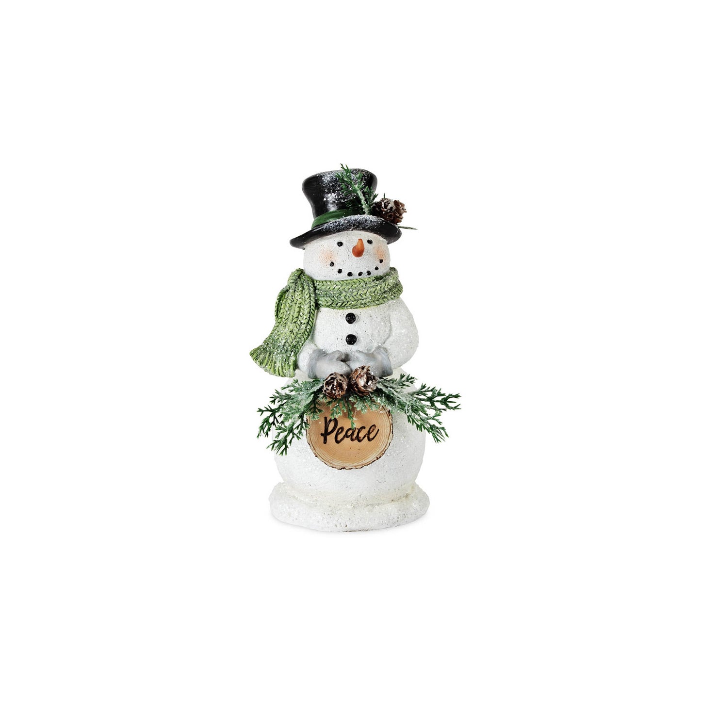 Holiday Snowman Figurine with Frosted Pine Accent (Set of 3)