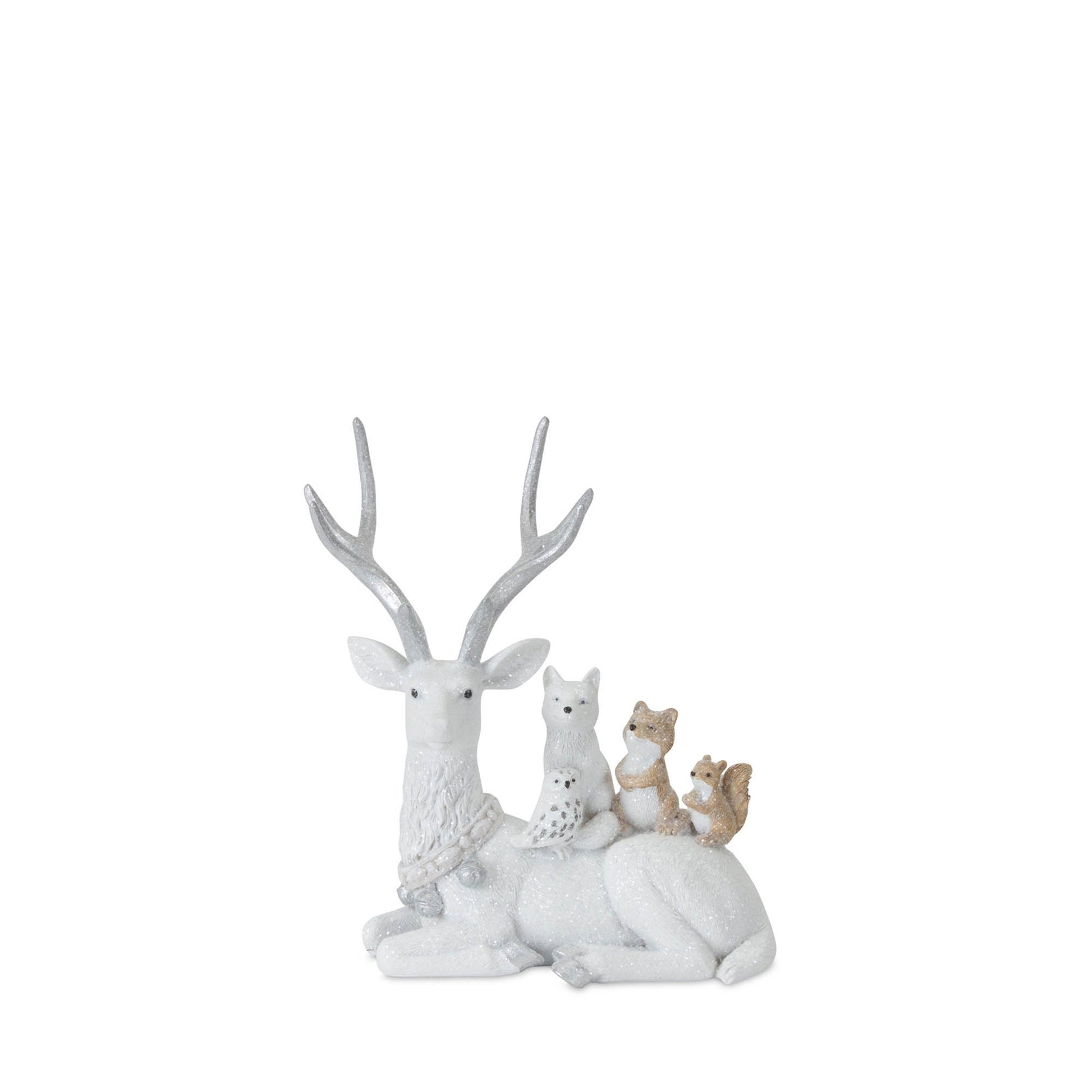 Winter Deer with Woodland Friends Figurine (Set of 2)